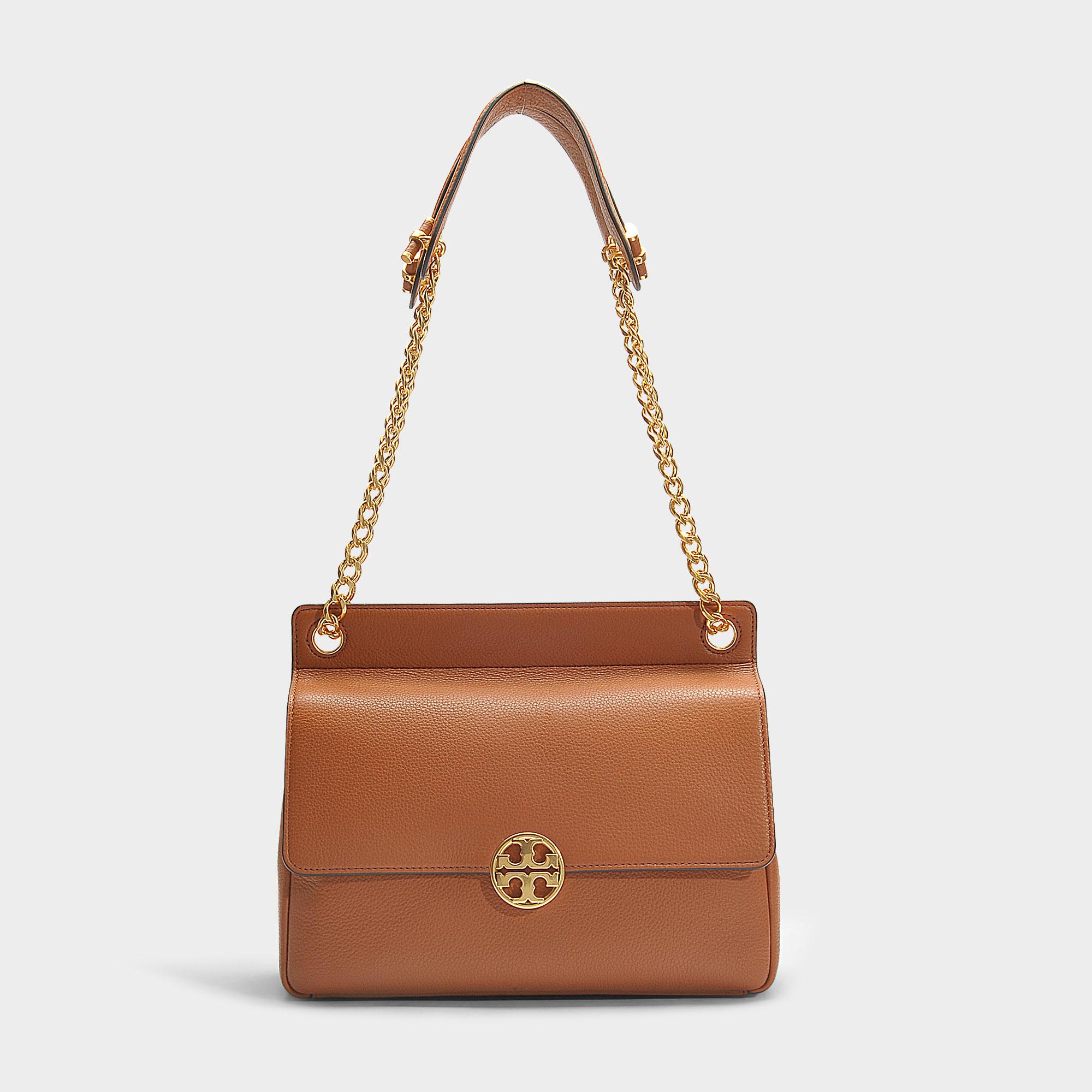 Chelsea Small Leather Slip Pocket Tote, Brown
