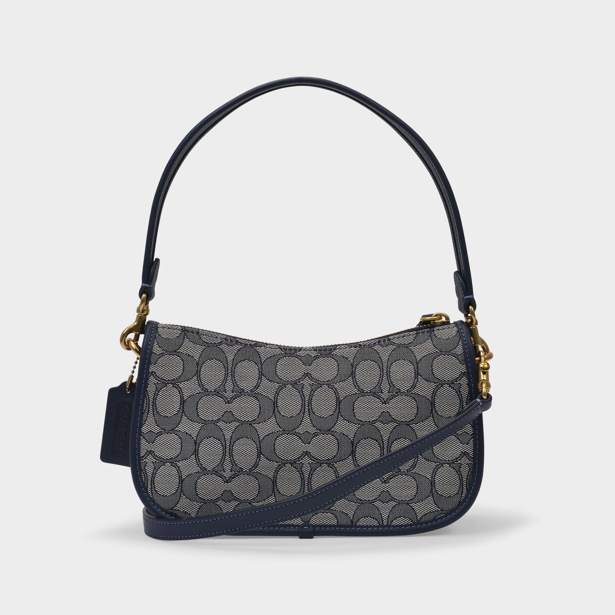 COACH Canvas Signature Jacquard Swinger In Navy in Blue - Lyst
