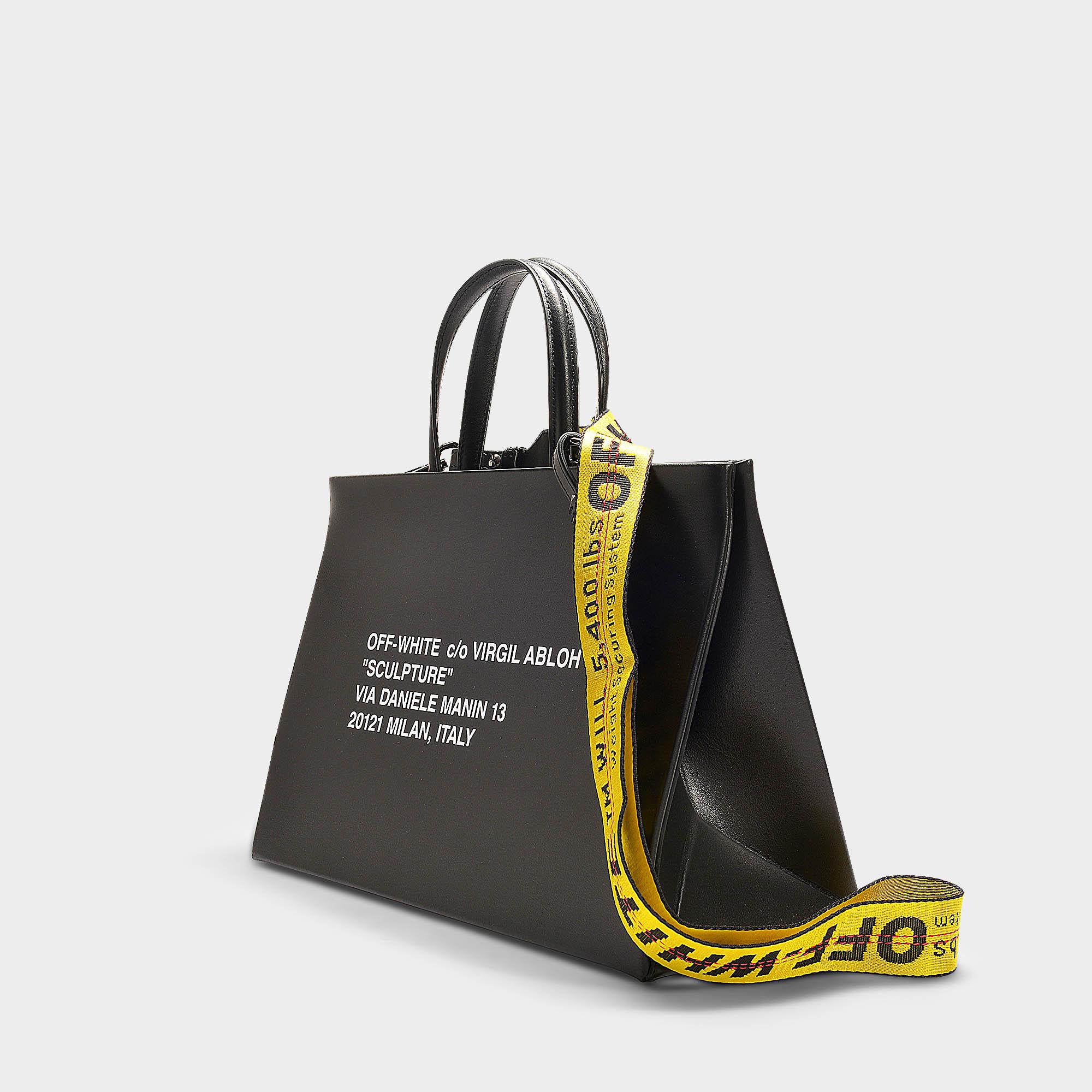 Off-White c/o Virgil Abloh Leather Medium Box Bag In Black And 