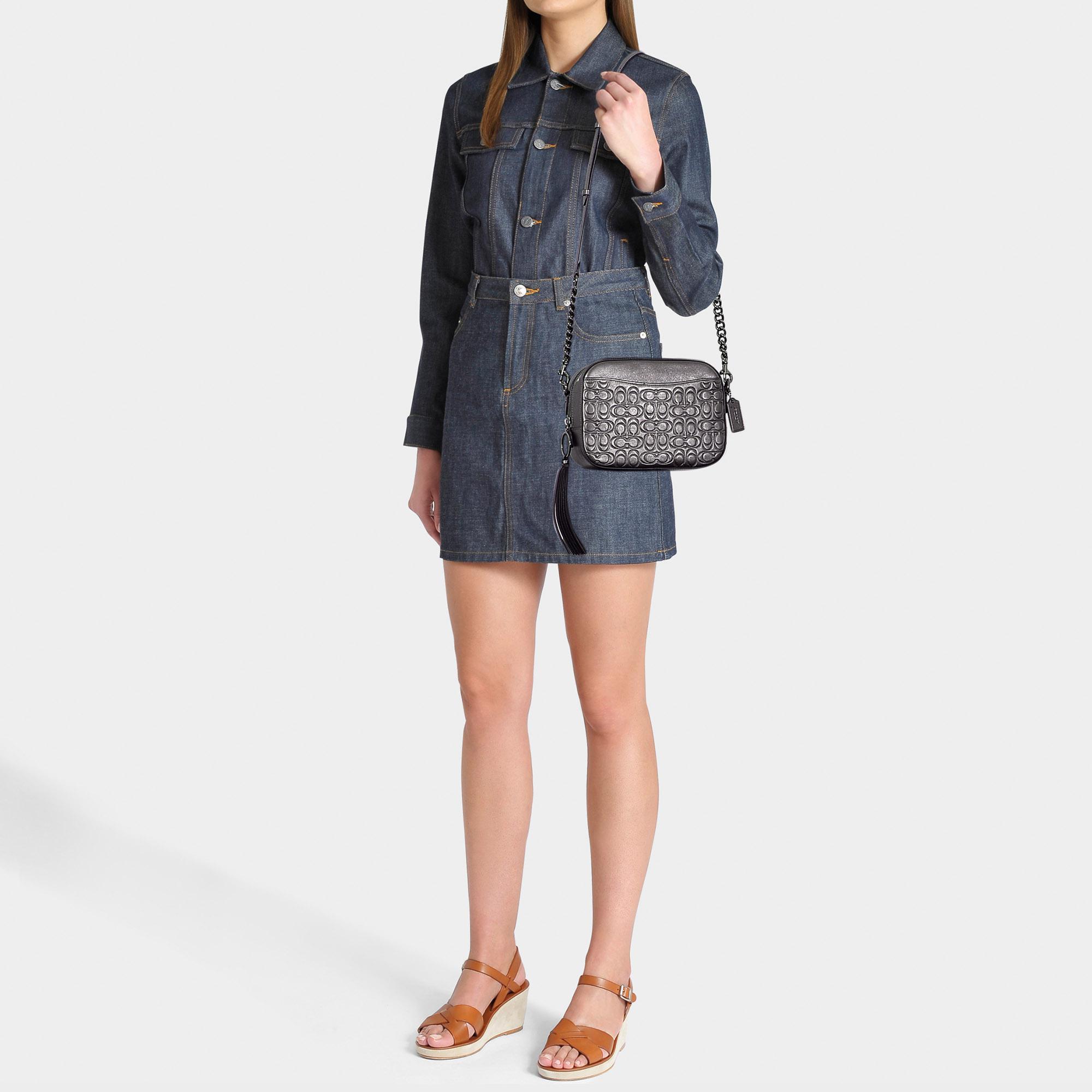 coach camera bag in signature leather
