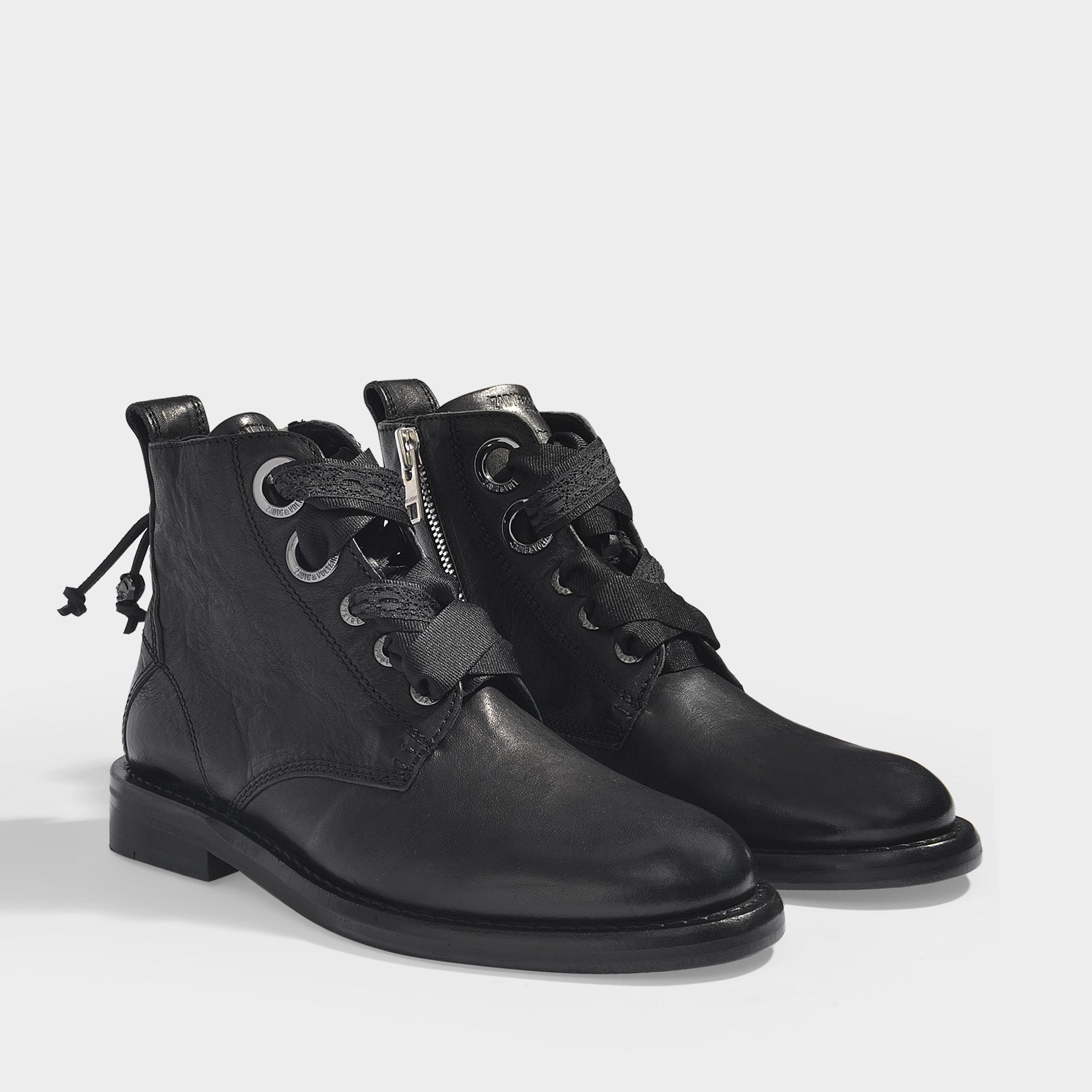 Zadig & Voltaire Laureen Roma Ankle Boots In Black Leather - Lyst