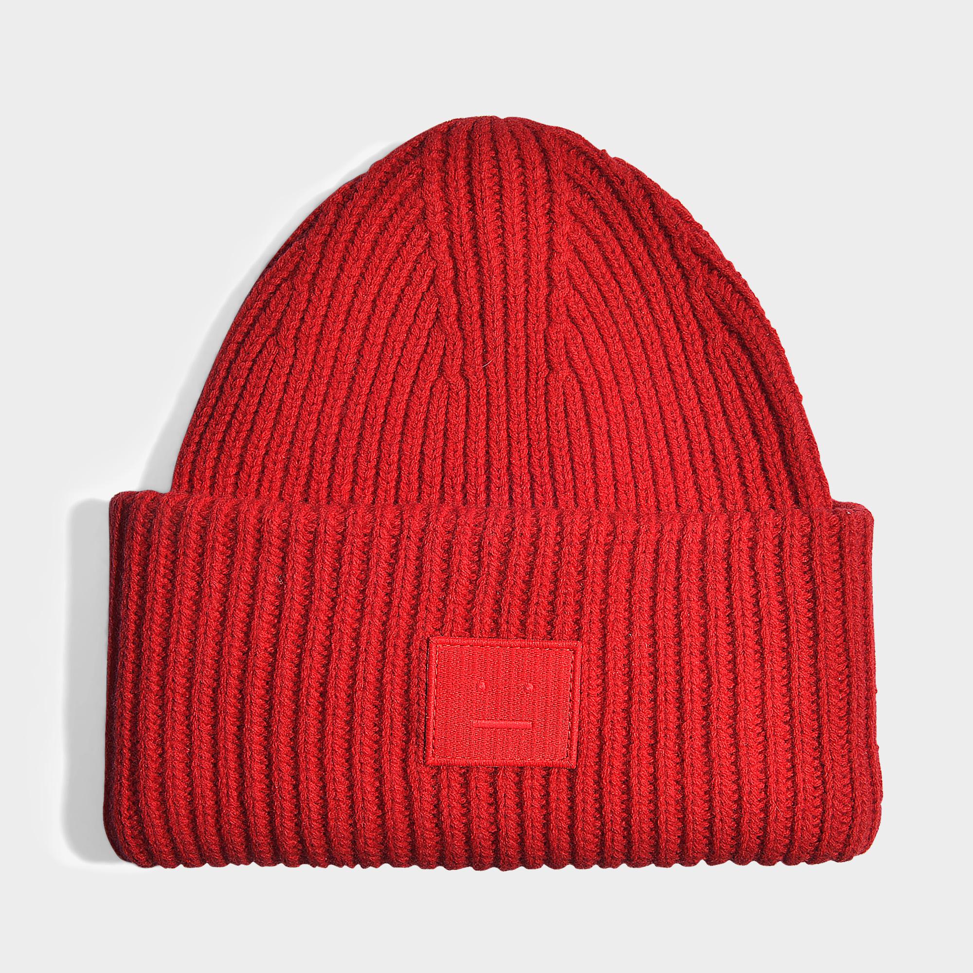 Acne Studios Pansy N Face beanie aus rubinroter Wolle in Rot | Lyst DE