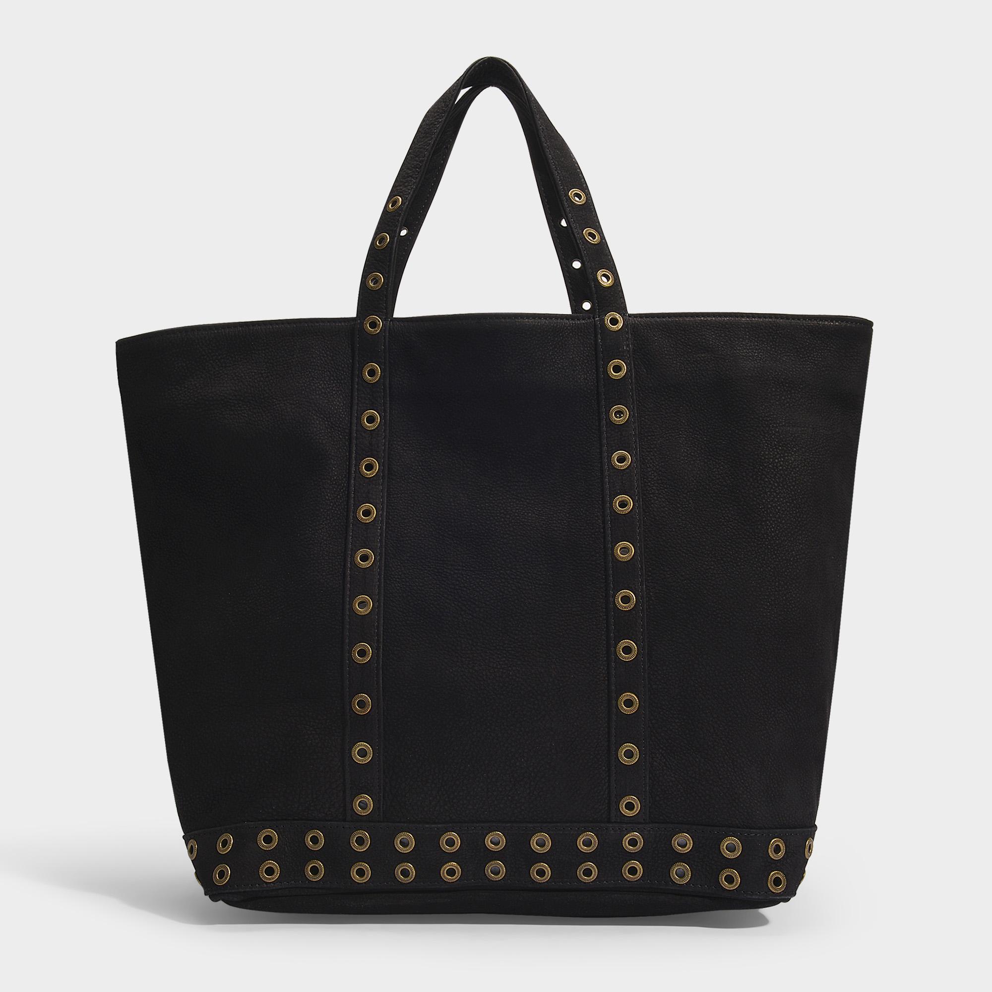 Vanessa Bruno Medium + Cabas Tote Bag In Black Nubuck Leather And ...
