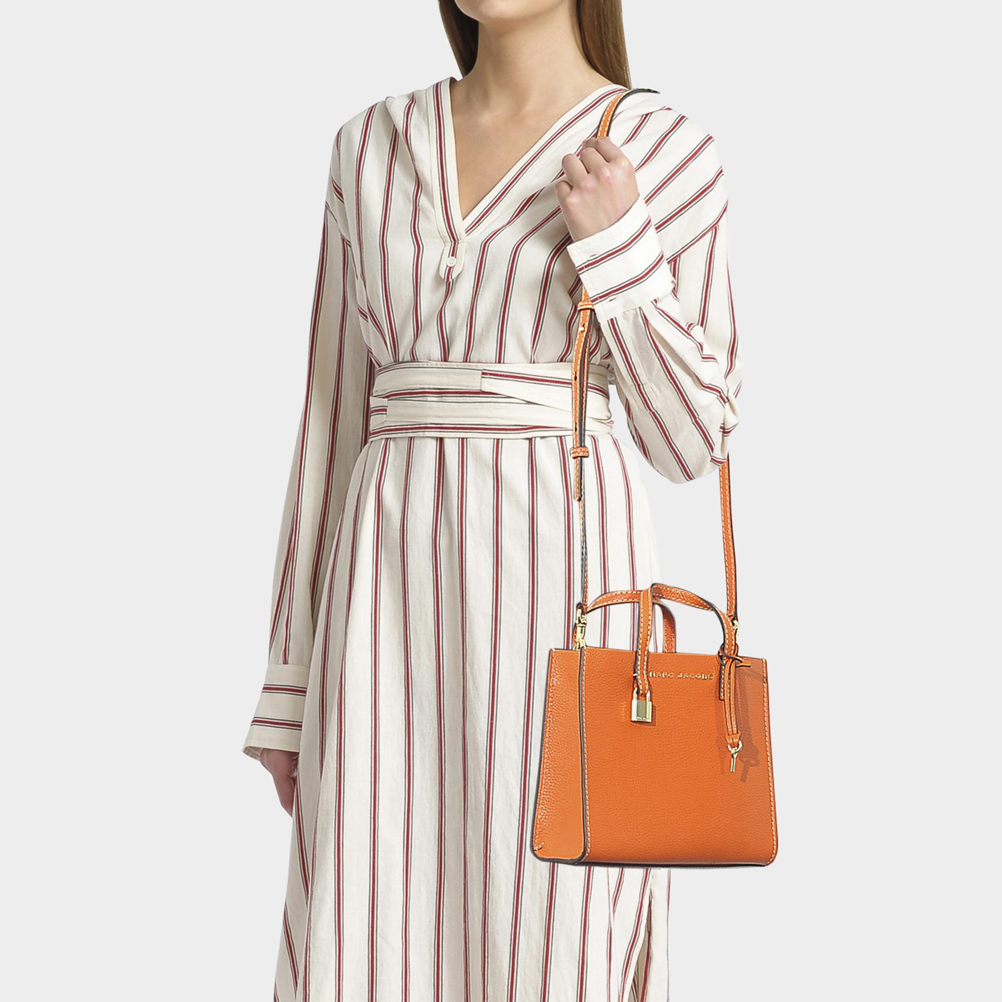 Marc Jacobs The Mini Grind Tote Bag In White Glow Cow Leather in Orange