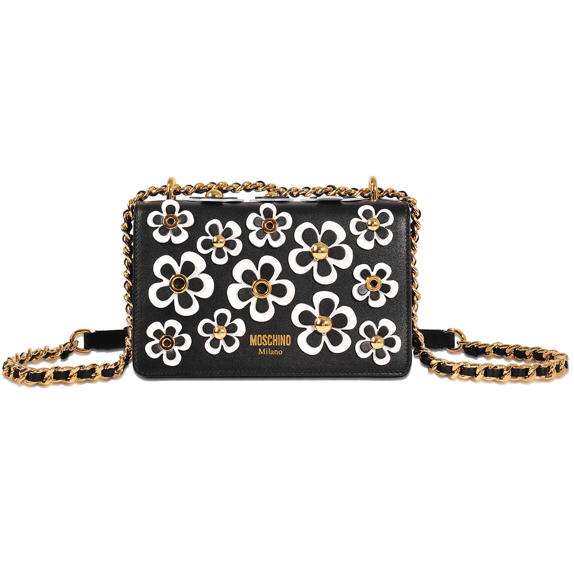 Moschino Leather Floral Bag in Black - Lyst