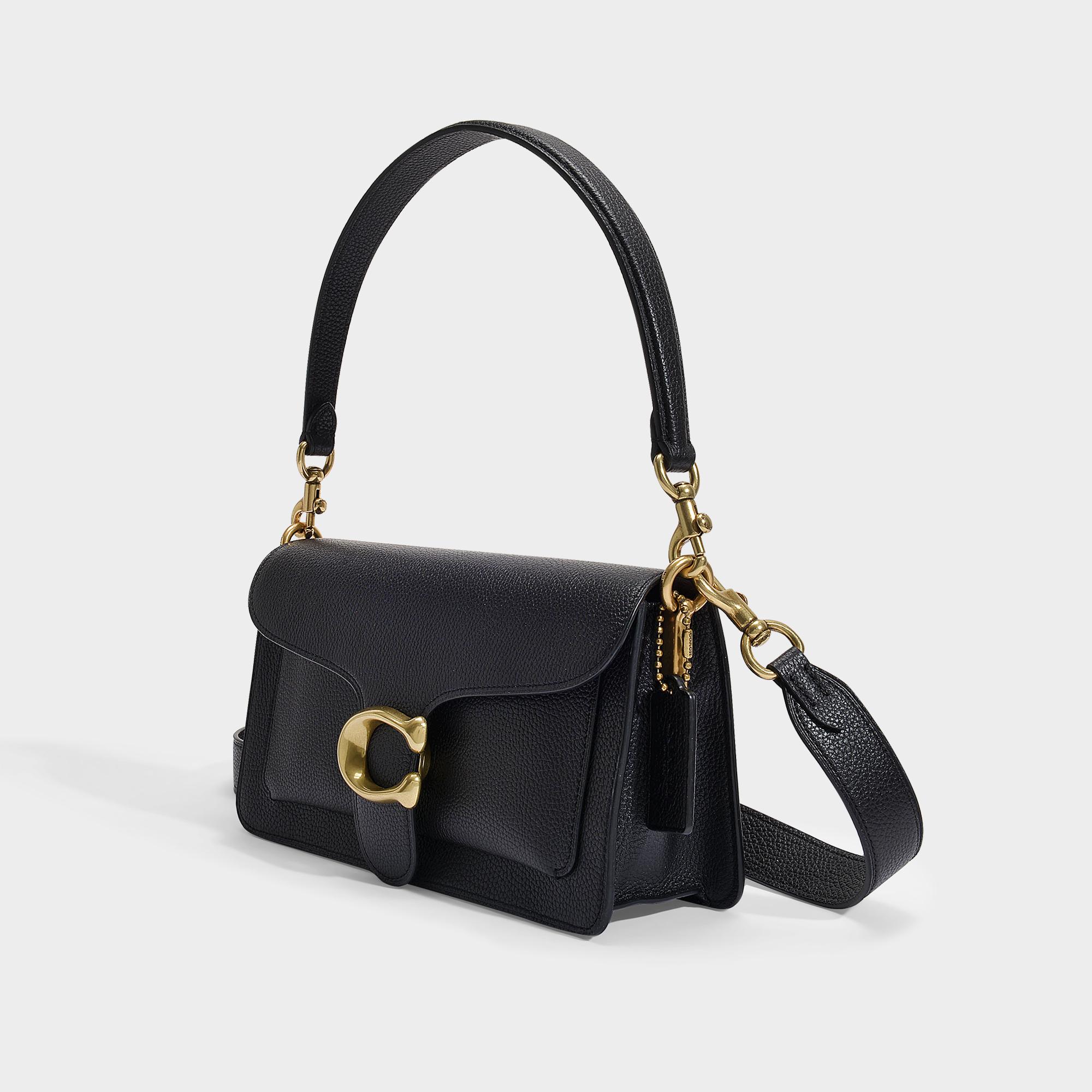 COACH Small Tabby Bag In Black Polished Pebble Leather | Lyst