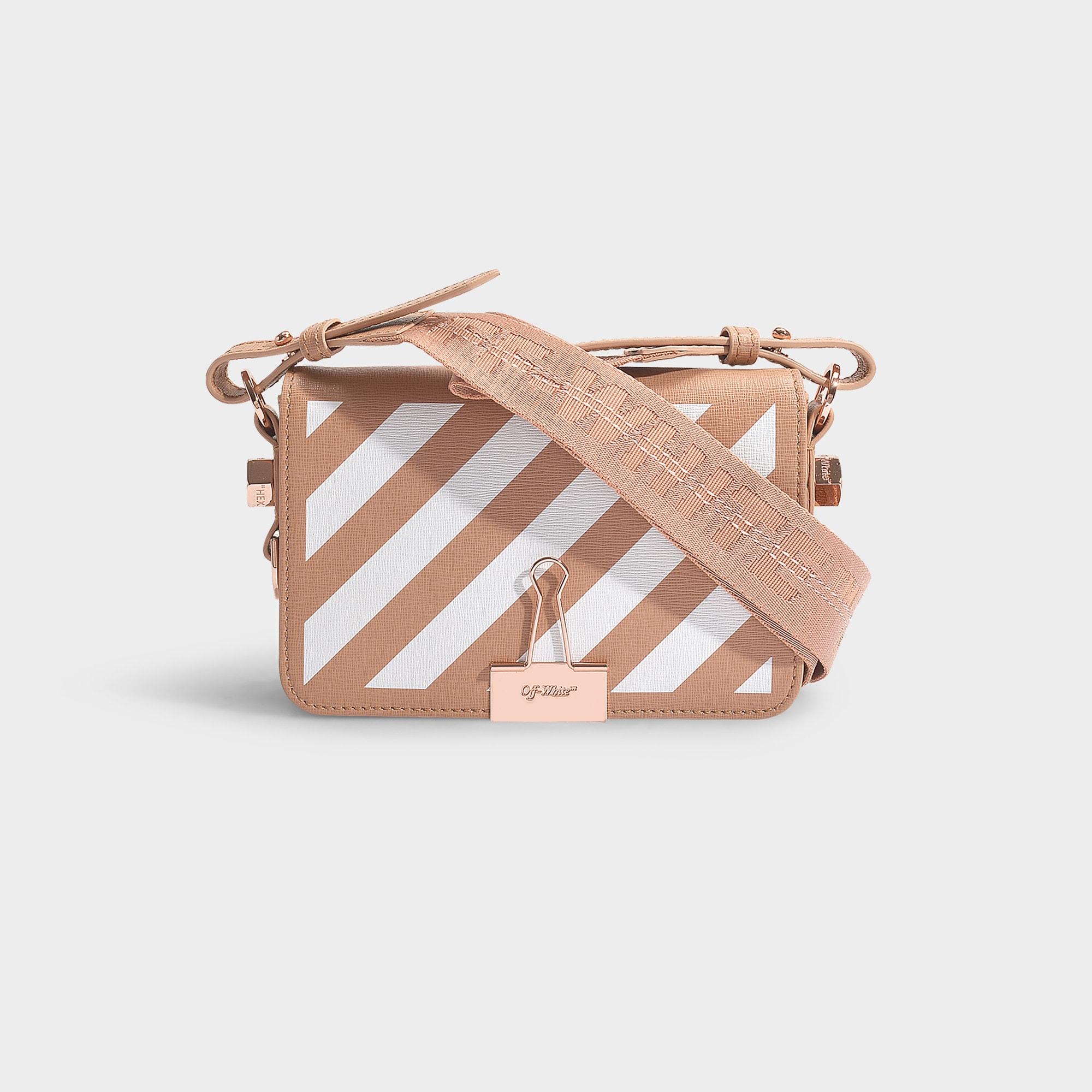 Off-White c/o Virgil Abloh Diag Mini Flap Bag In Nude And White Calfskin in  Pink