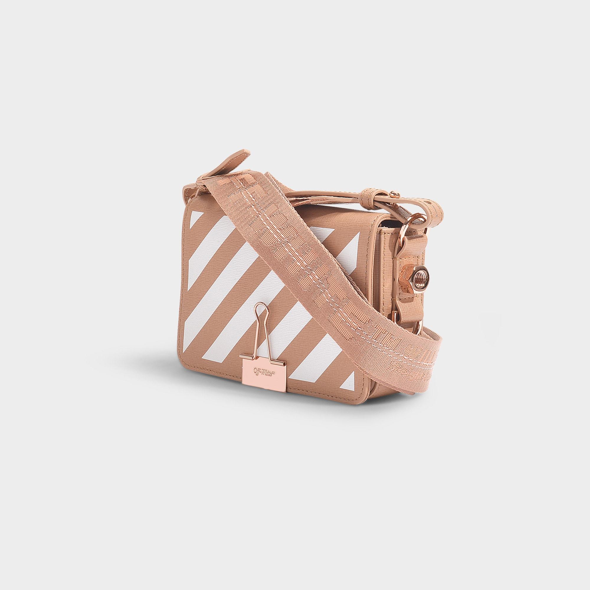 Off-White c/o Virgil Abloh Diag Mini Flap Bag In Nude And White 