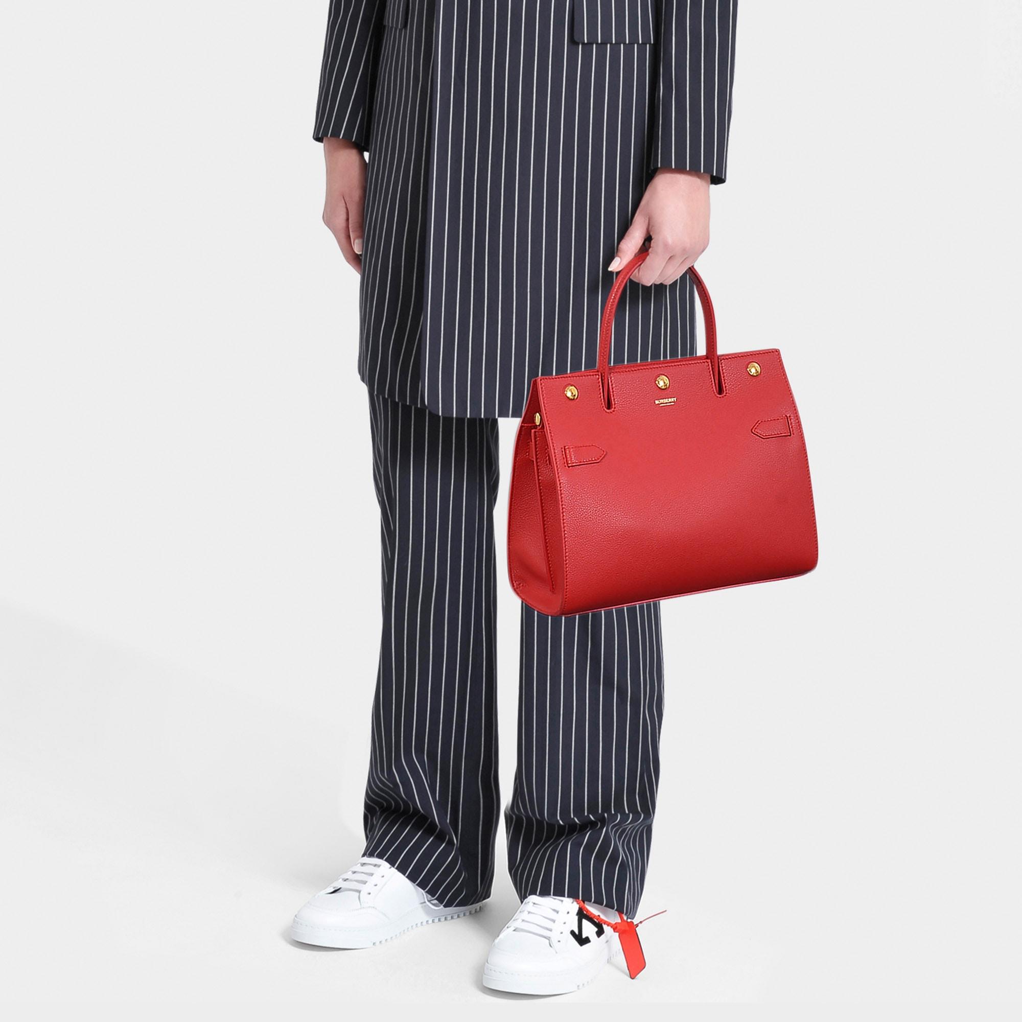 Burberry Small Bar Leather Tote Bag in Black (Red) - Save 47% - Lyst