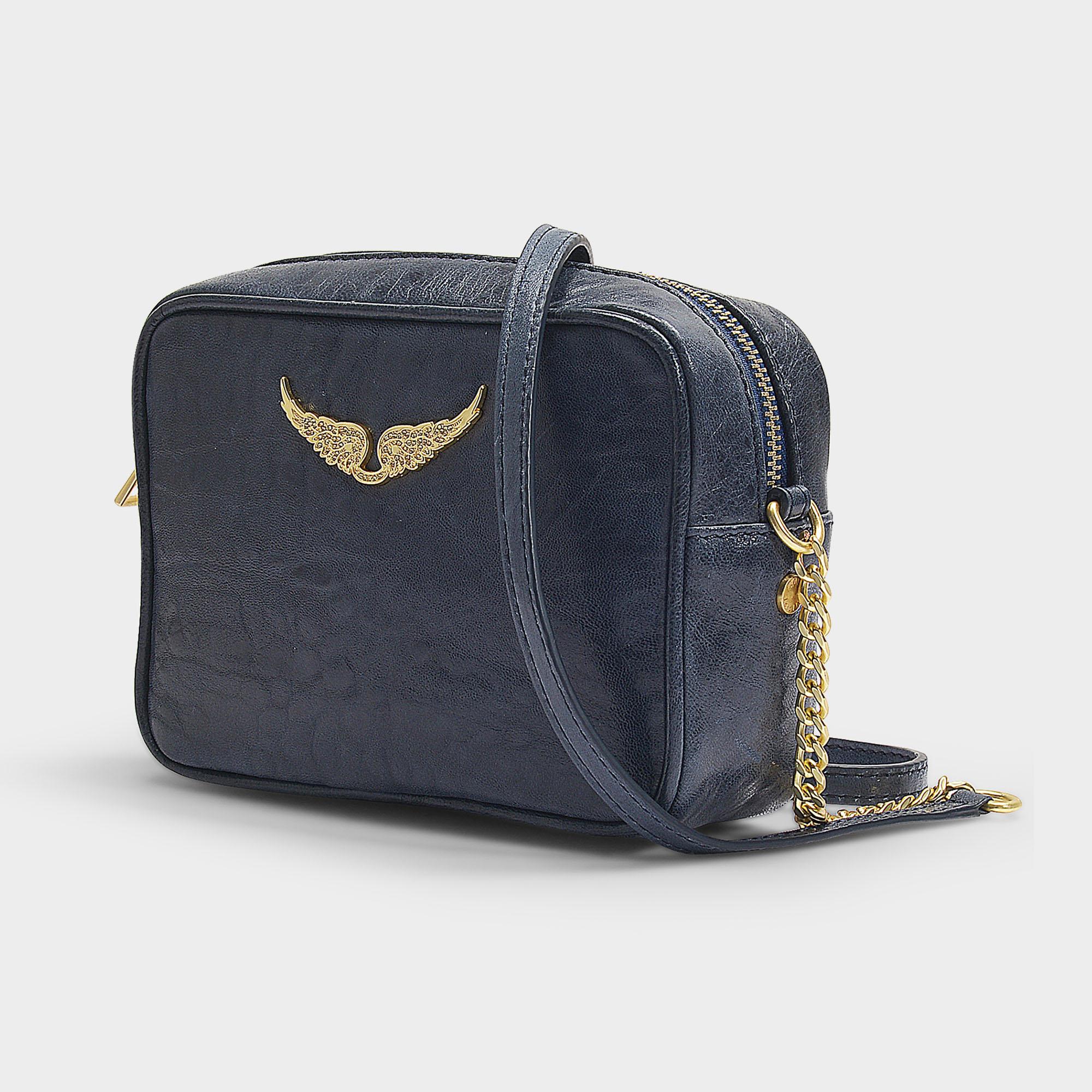 Zadig & Voltaire Leather Xs Boxy Crush Bag In Navy Calfskin in Blue Lyst