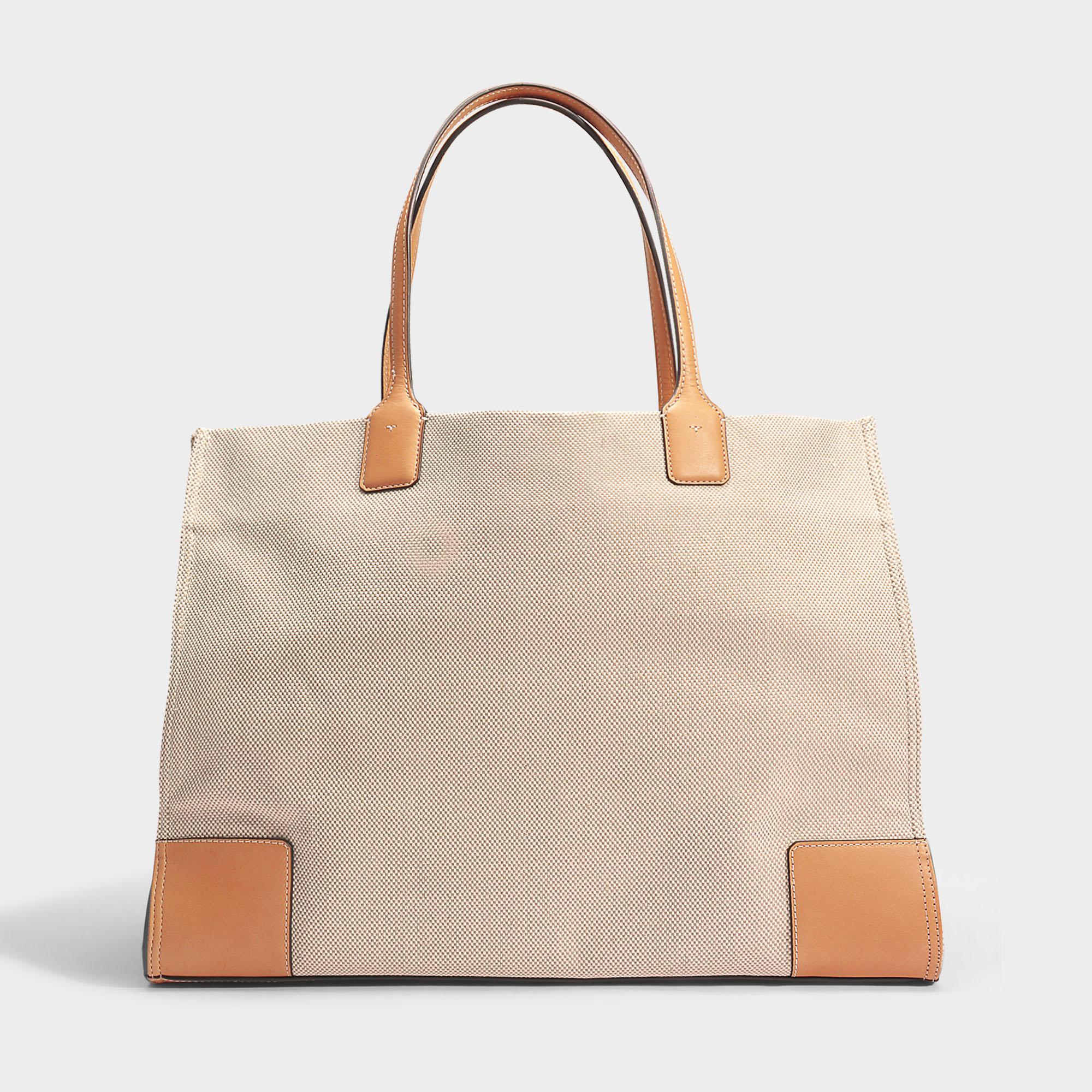 Tory Burch Ella Canvas Tote Bag In Natural Canvas Lyst