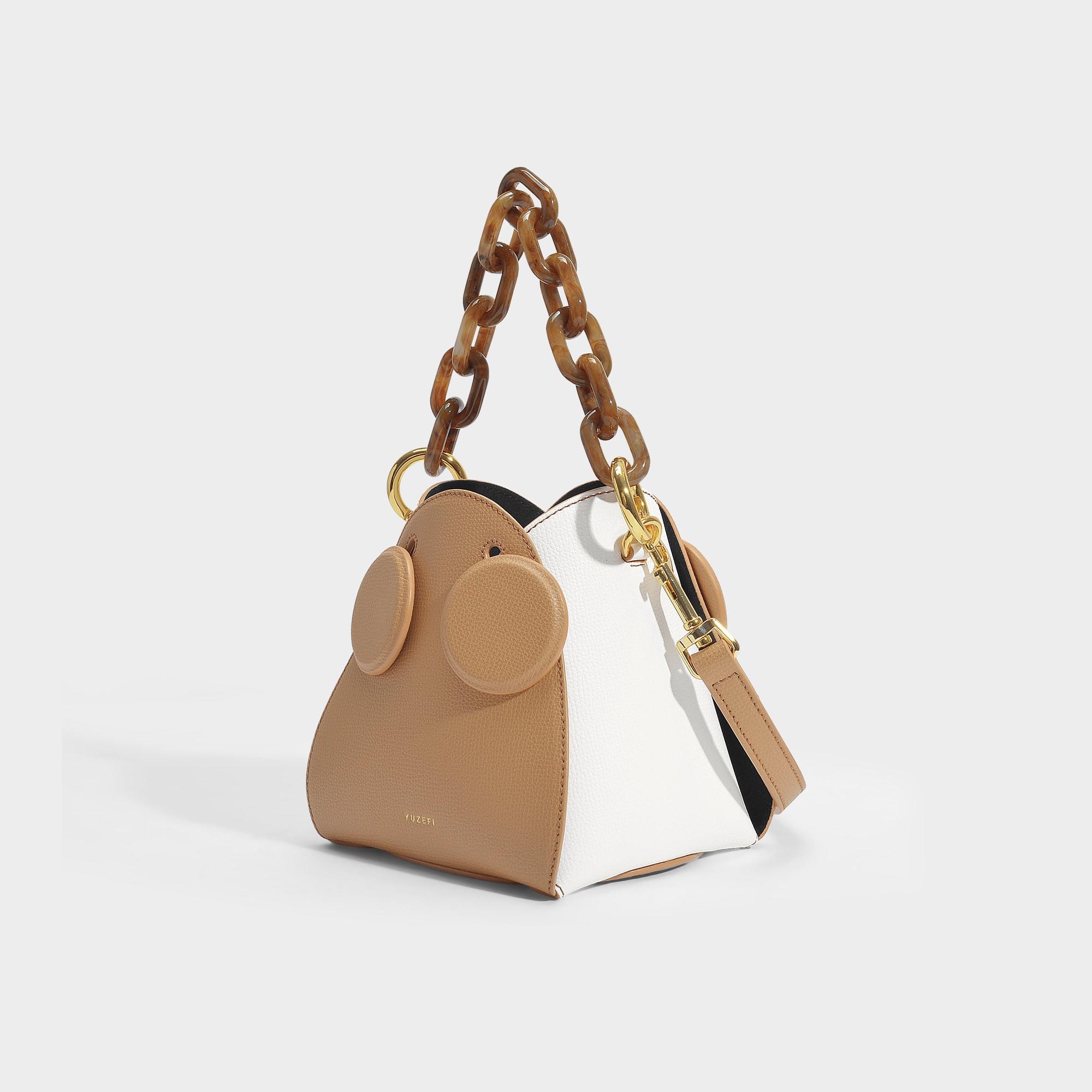 Download Yuzefi Leather Pepper Bag In Cappucino And White Calfskin ...