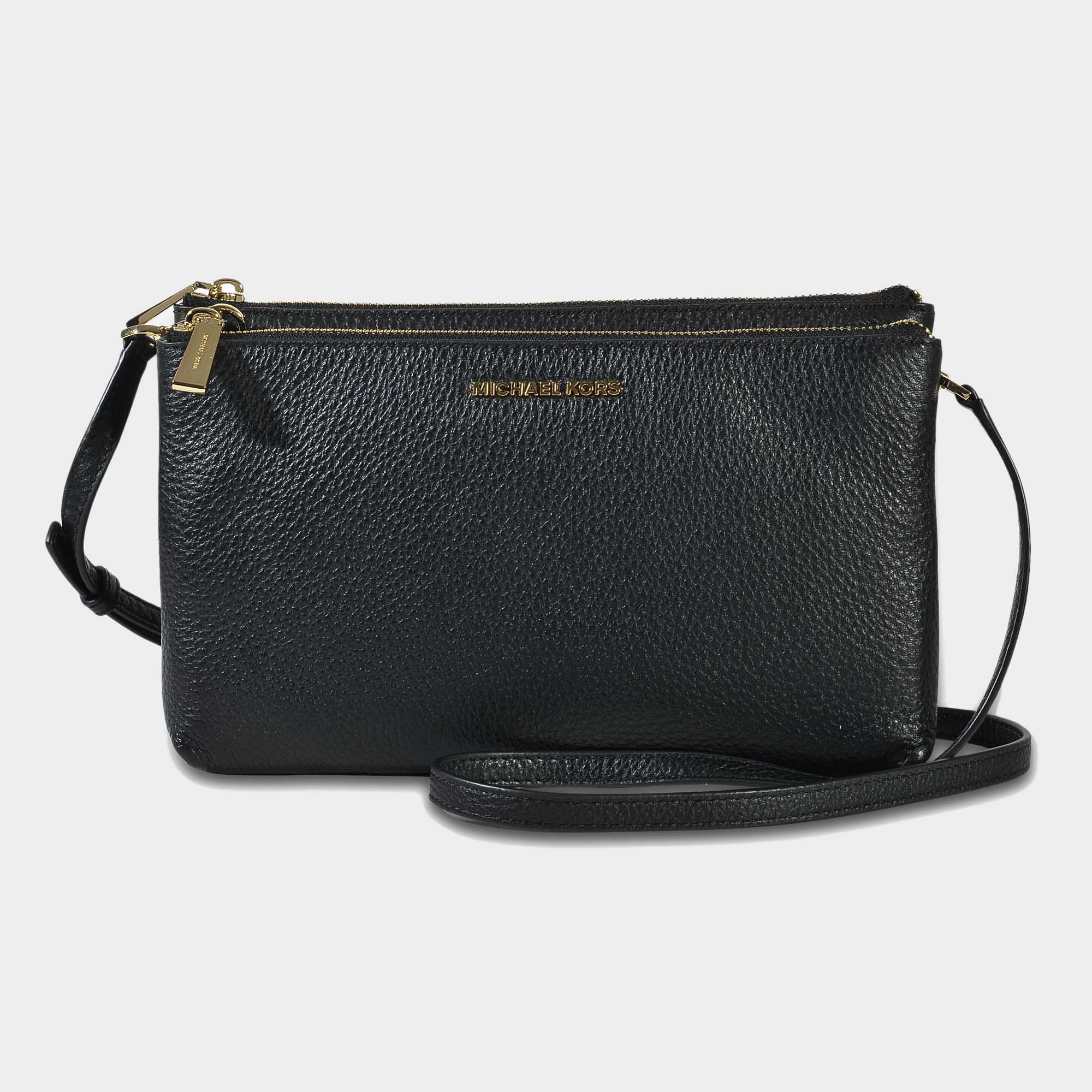 MICHAEL Michael Kors Double Zip Crossbody Bag In Black Pebble Leather