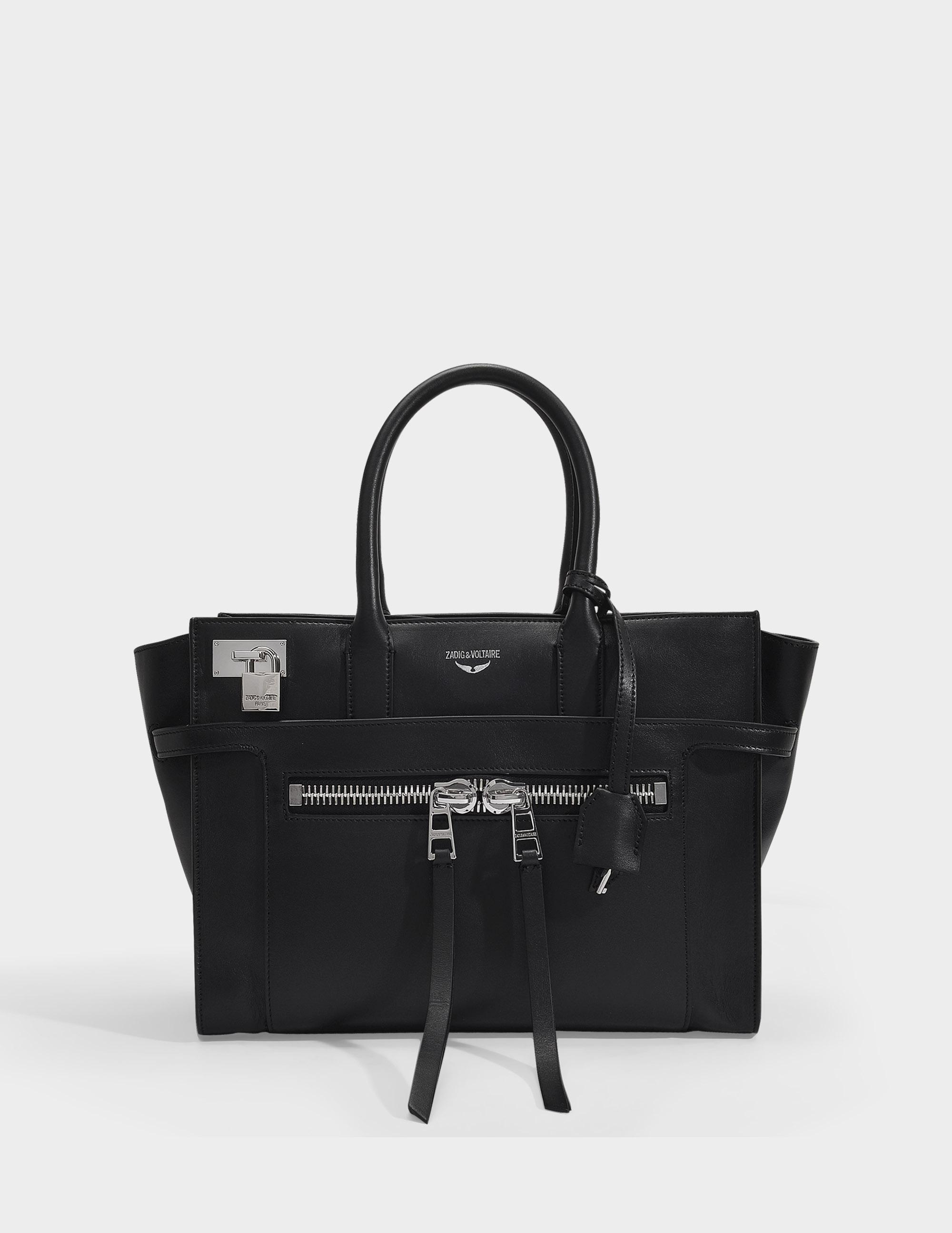 Zadig & Voltaire Candide Medium Zip Bag In Black Smooth Calfskin |