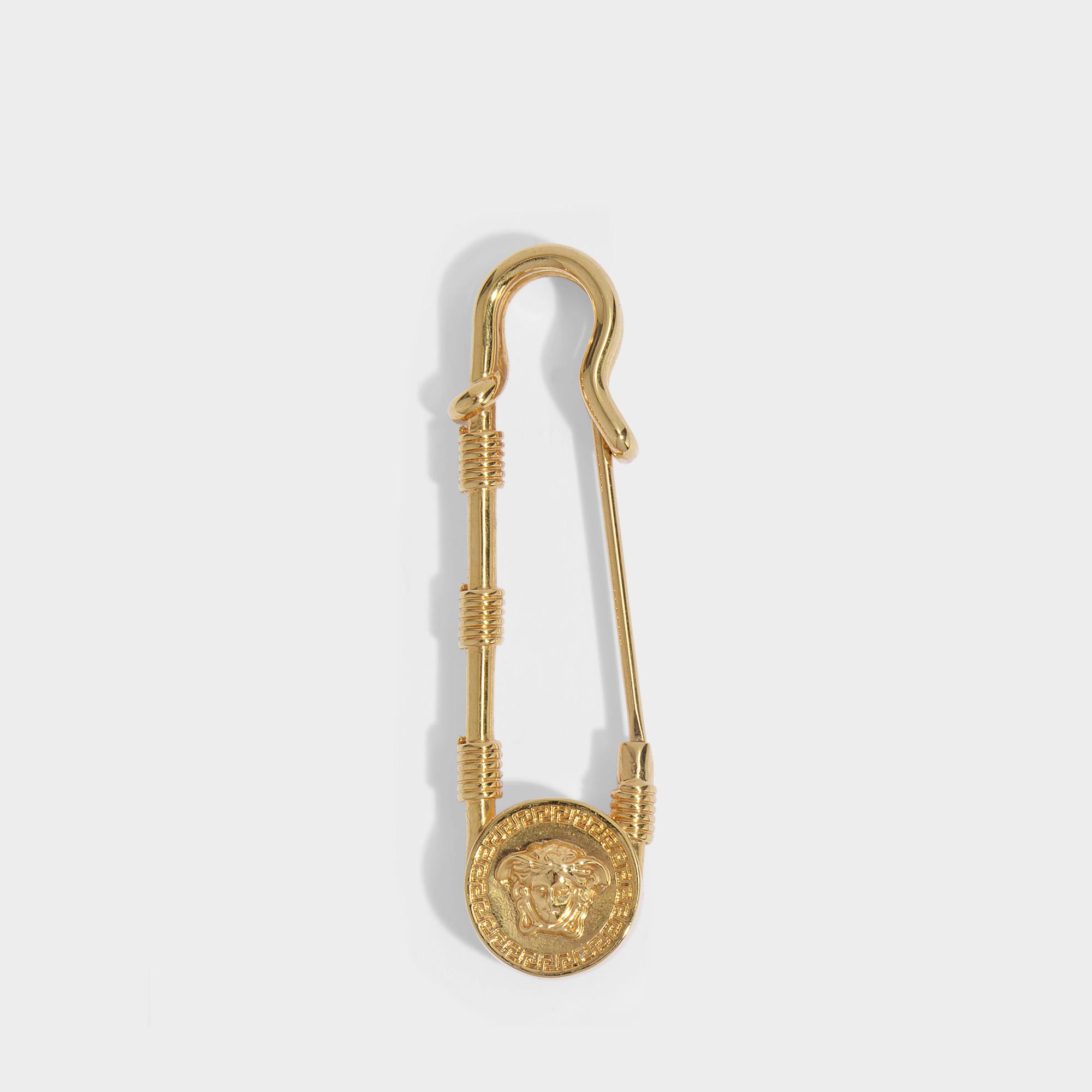 Versace Medusa Safety Pin Brooch in Metallic | Lyst