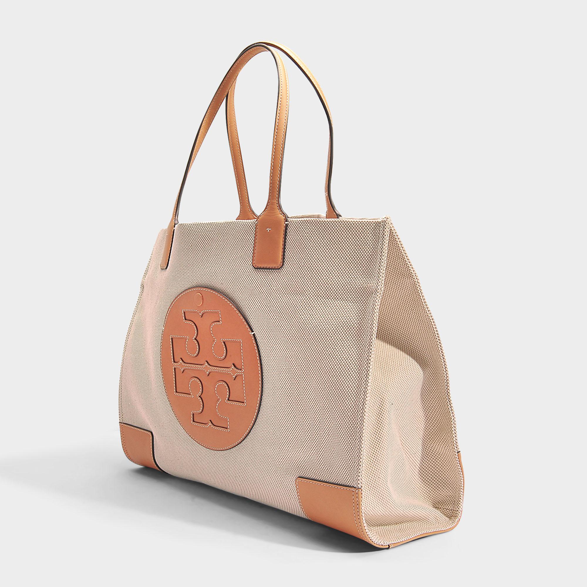 Tory Burch Ella Canvas Tote Bag In Natural Canvas Lyst