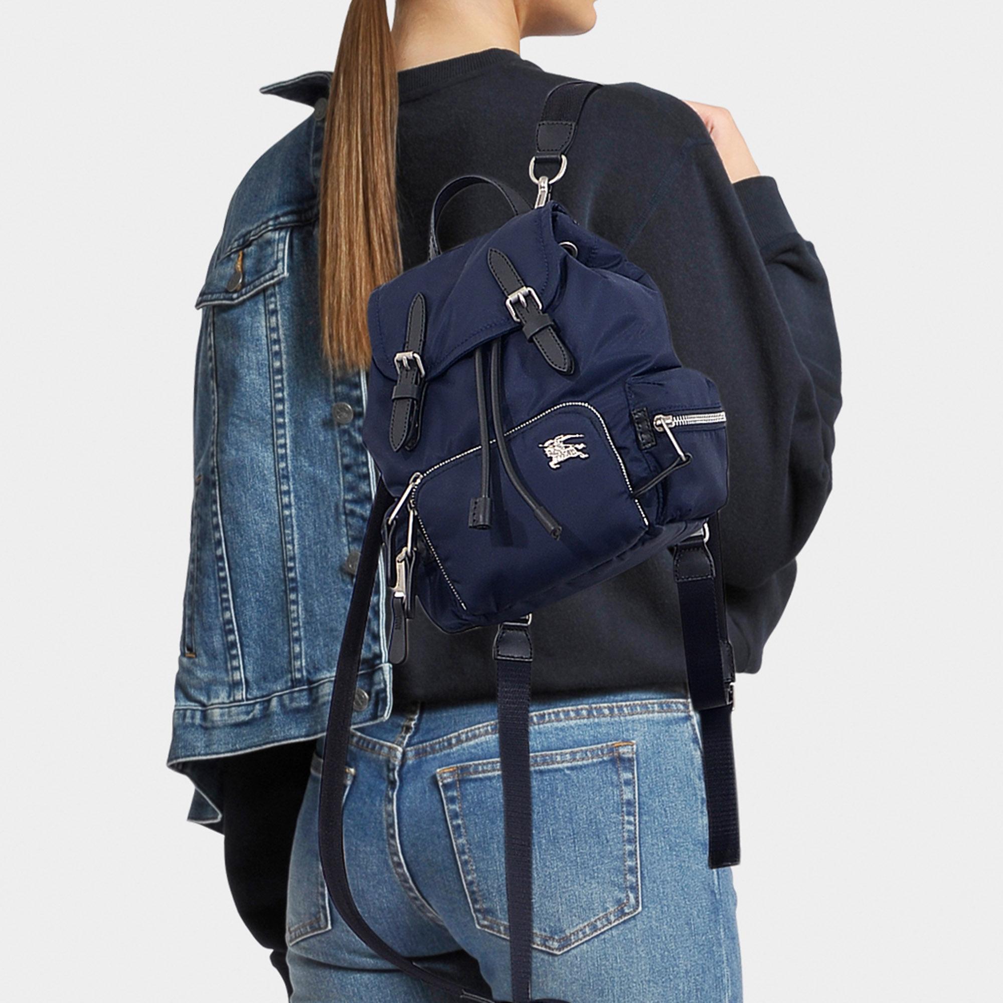 Burberry Synthetic The Rucksack Small Backpack In Ink Blue Nylon Lyst