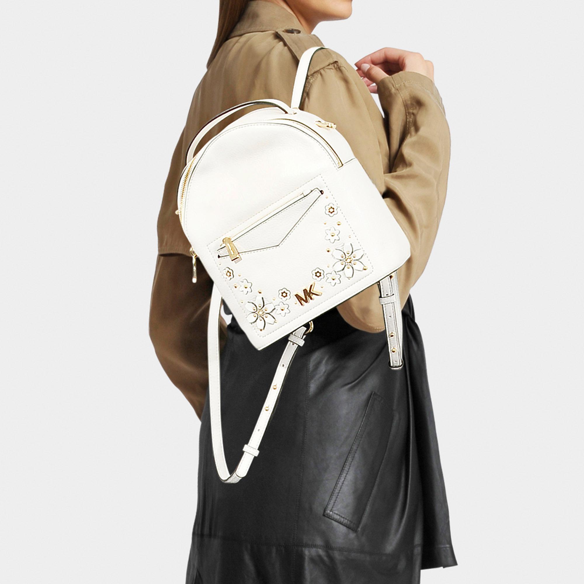 Jessa Small Convertible Backpack In White Calfskin