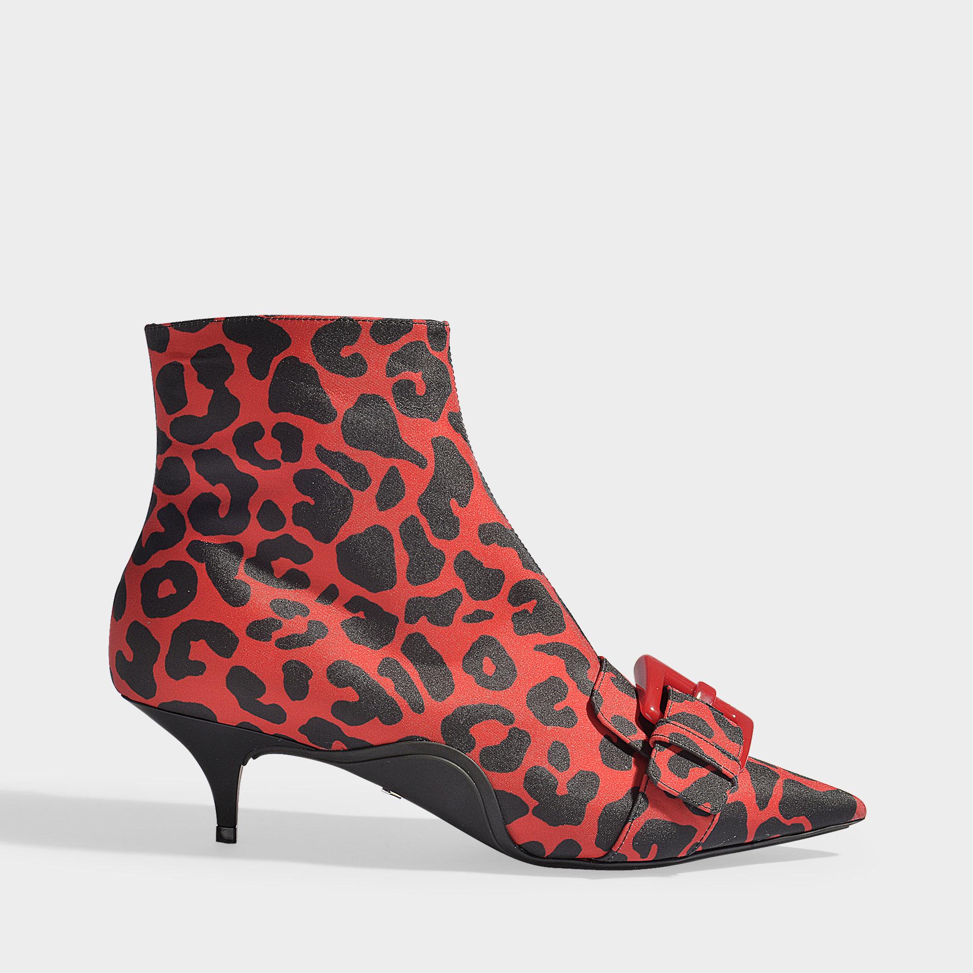 red leopard print ankle boots