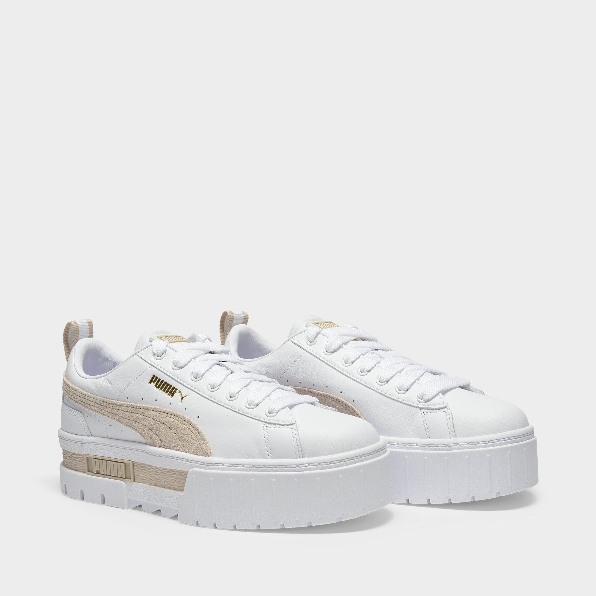 PUMA Mayze Sneakers In White And Beige Leather - Lyst