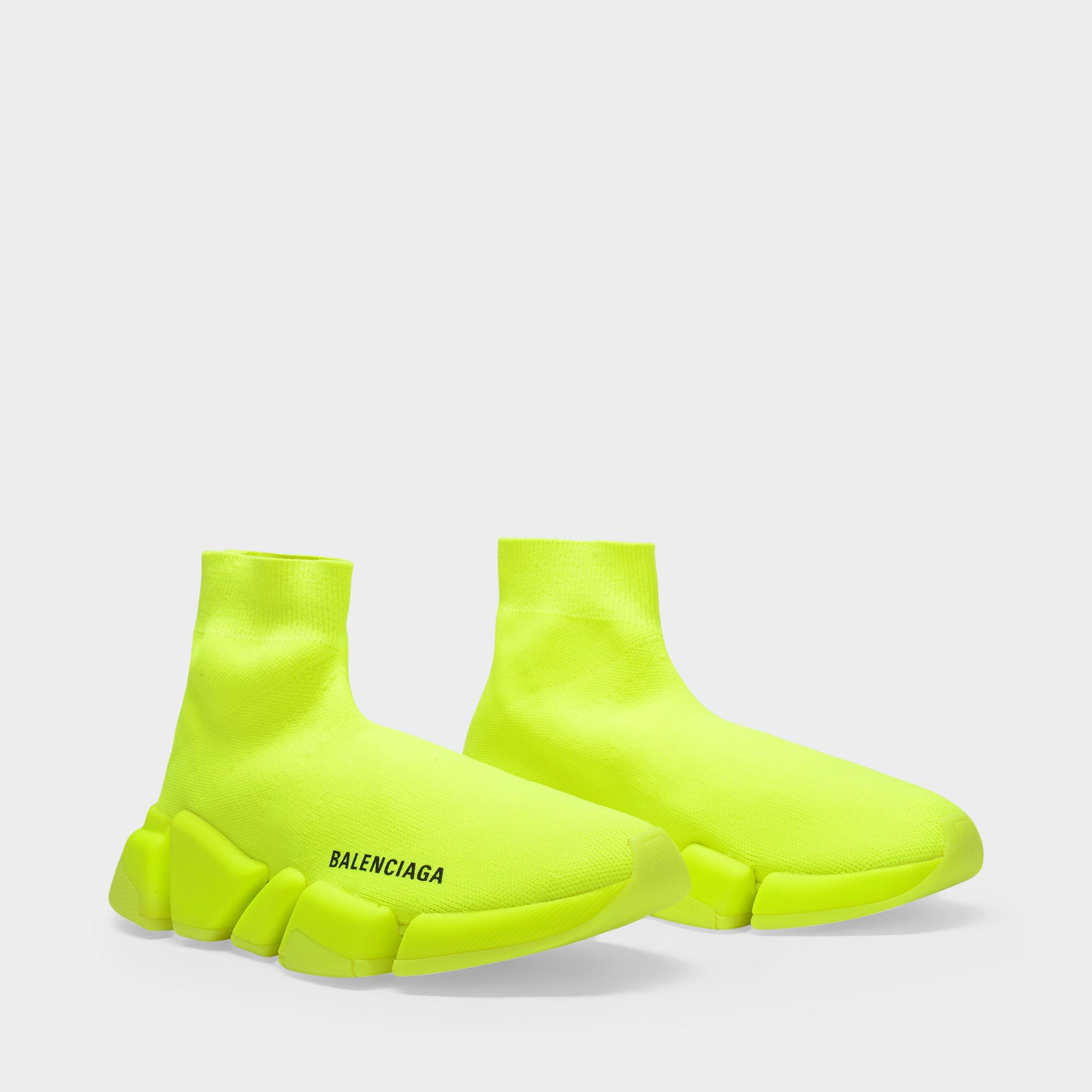 Balenciaga Neon Speed Sock Sneakers in Yellow | Lyst
