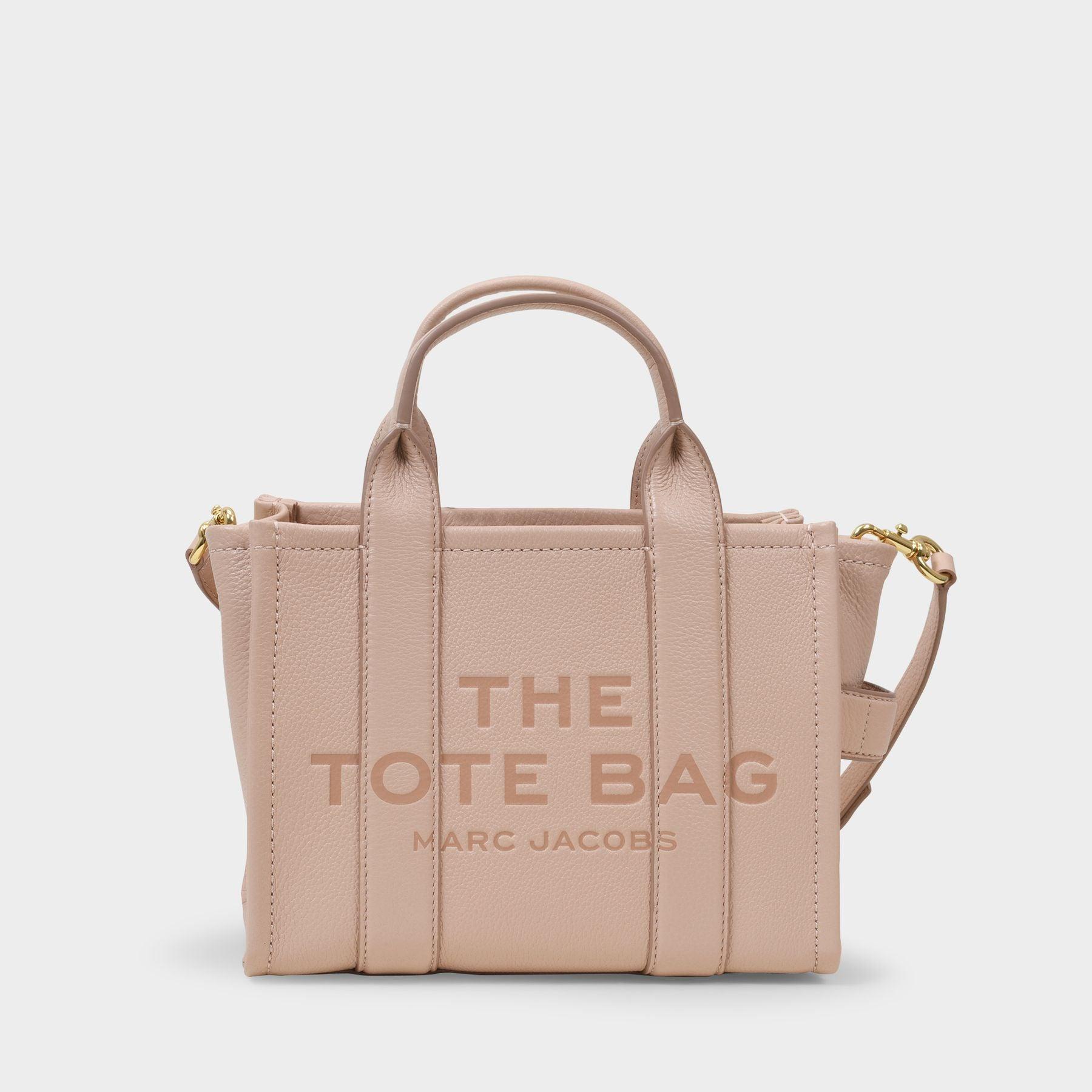 The Monogram Leather Micro Tote in Taupe/Pink