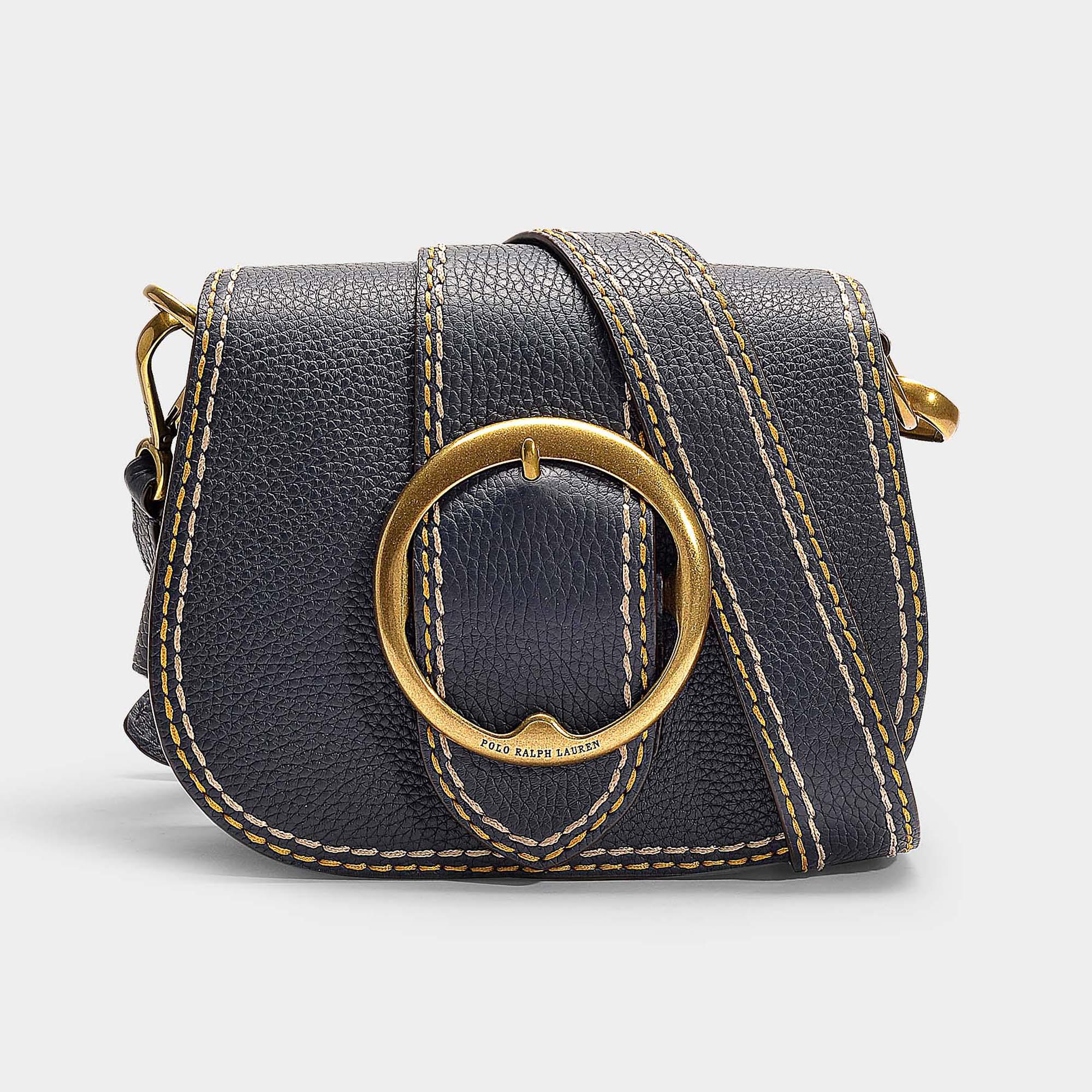 Polo Ralph Lauren Leather Lennox Medium Saddle Crossbody Bag In Navy Calfskin in Blue - Lyst
