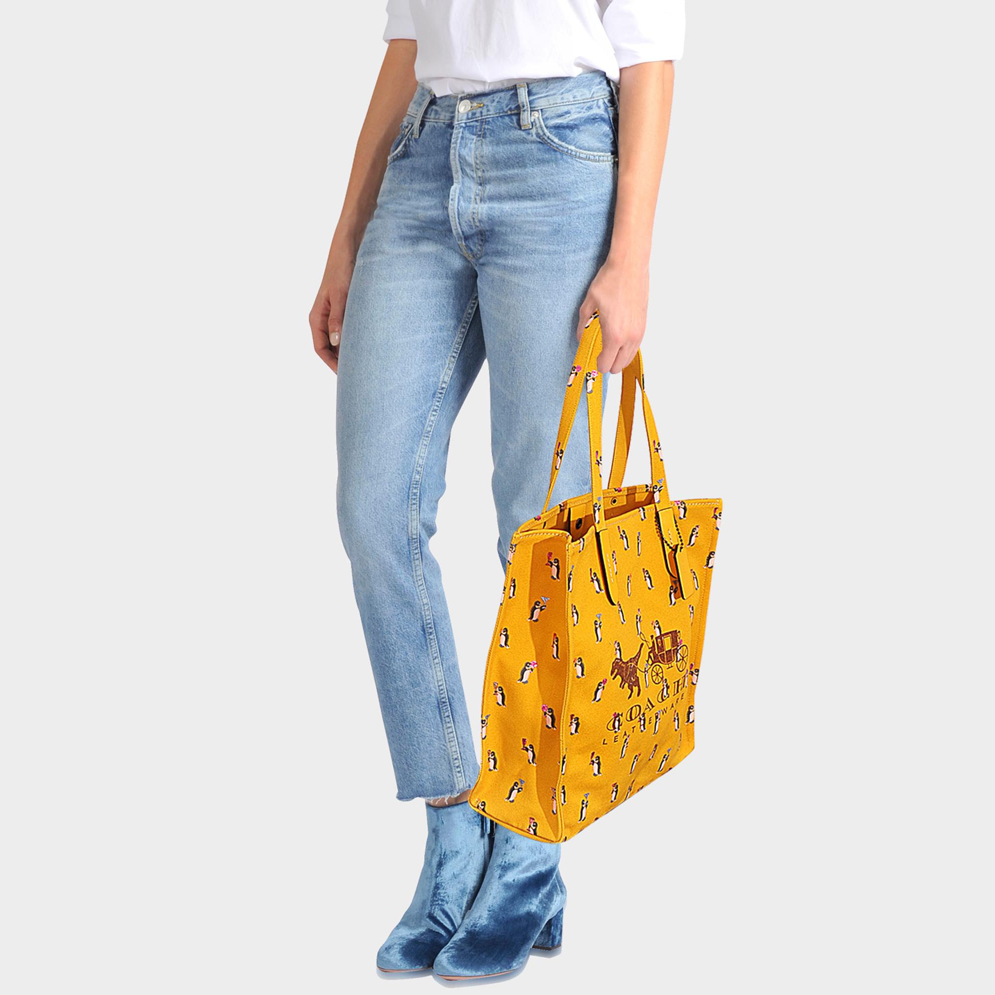 COACH Rexy And Carriage Tote Bag In Yellow Canvas | Lyst