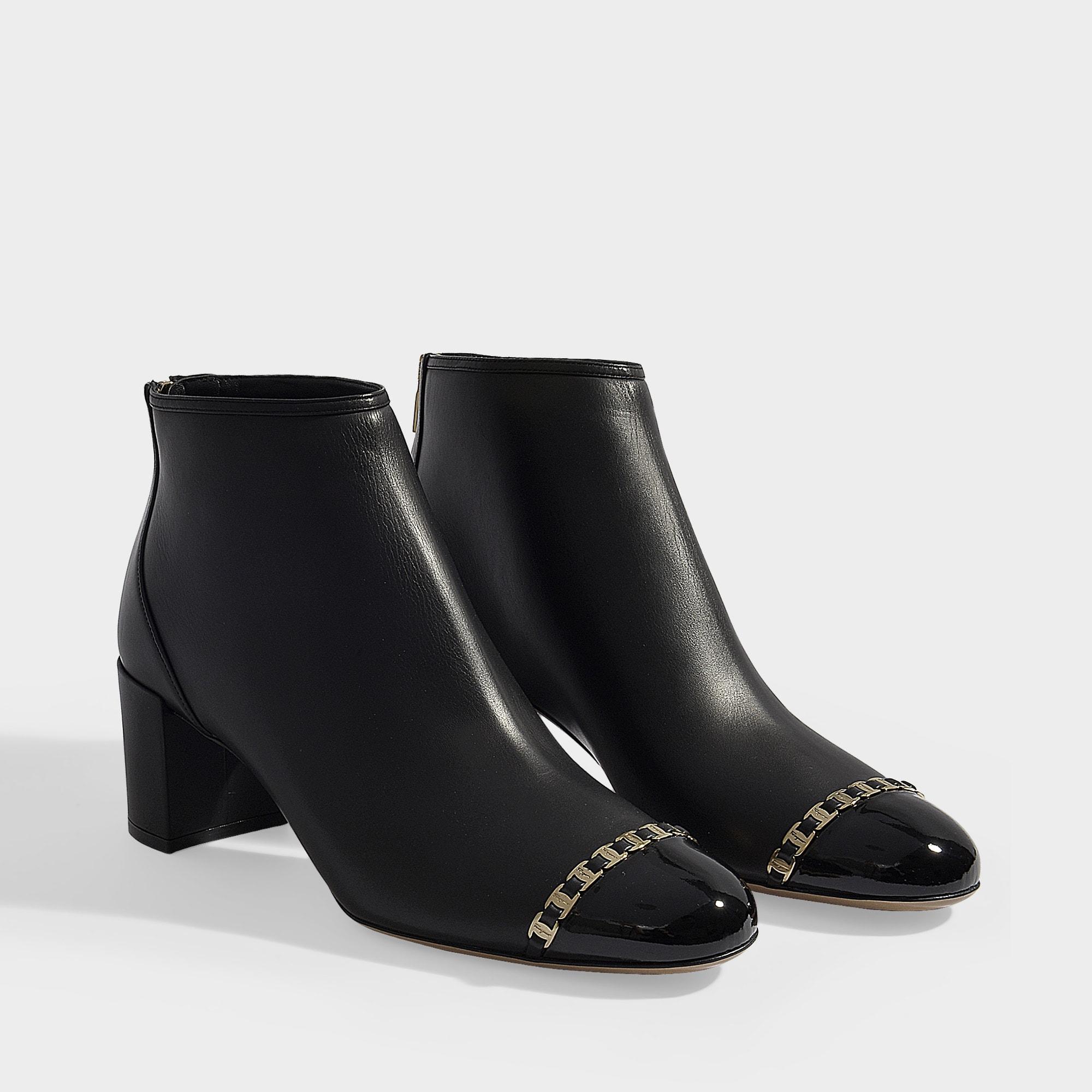 Ferragamo Atri Ankle Boots With Chain Detail In Black Soft Stretch ...