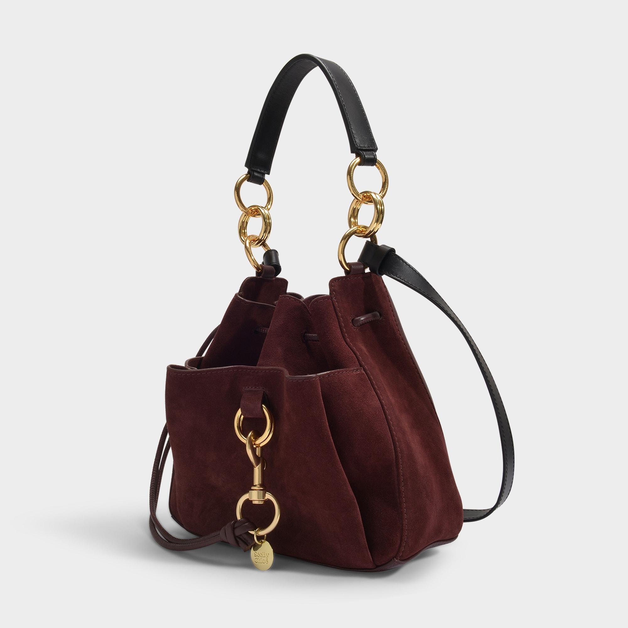 See By Chloé Tony Medium Bucket Bag In Burgundy Suede And Grained 