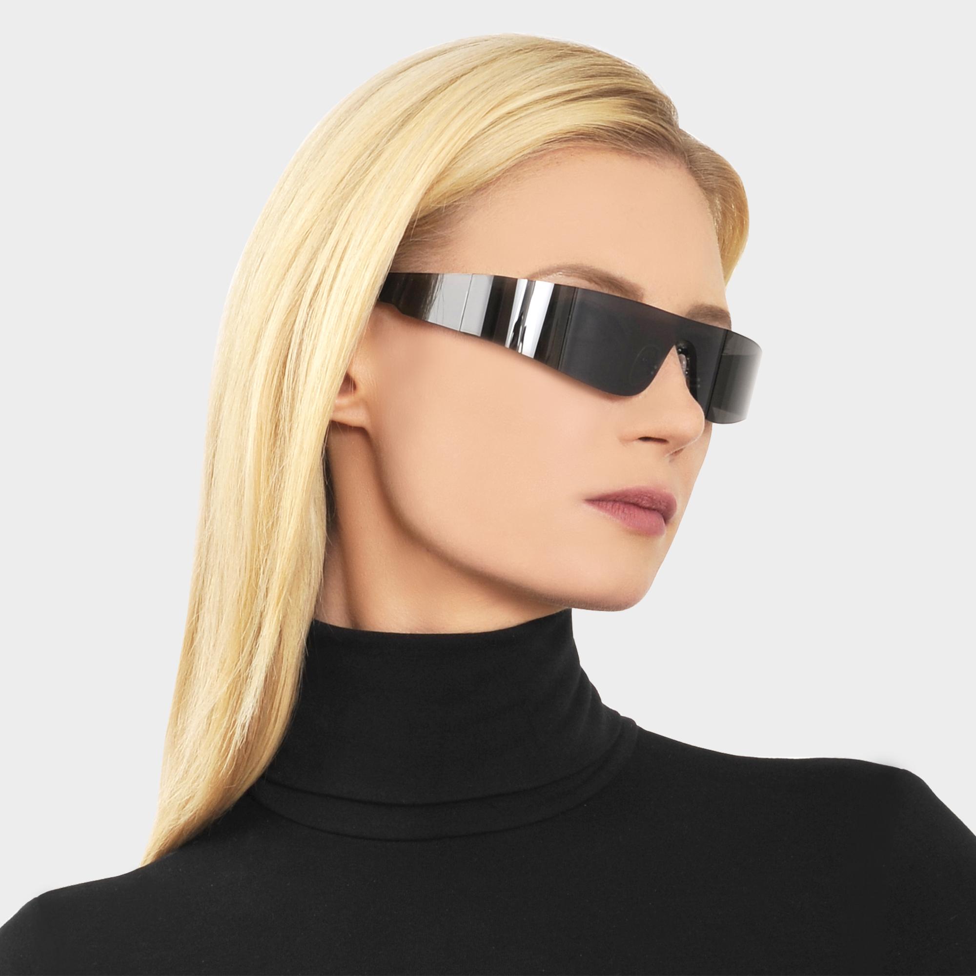 Balenciaga Mono Rectangle Sunglasses In Black Injection With Black Lenses |  Lyst