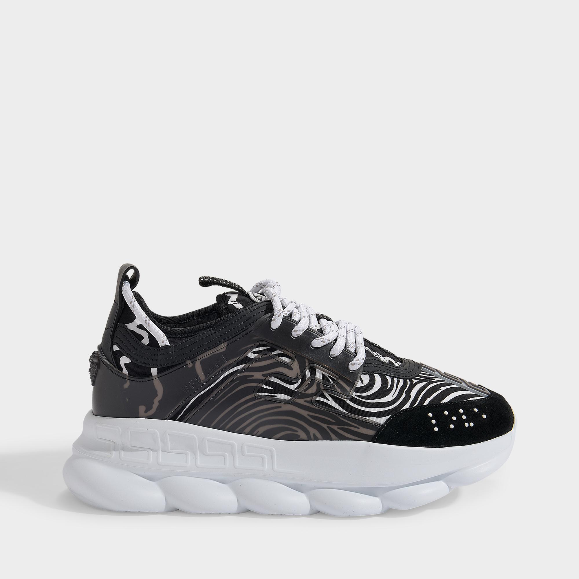 Versace Chain Reaction Sneakers In Black Zebra Polyester in Red | Lyst