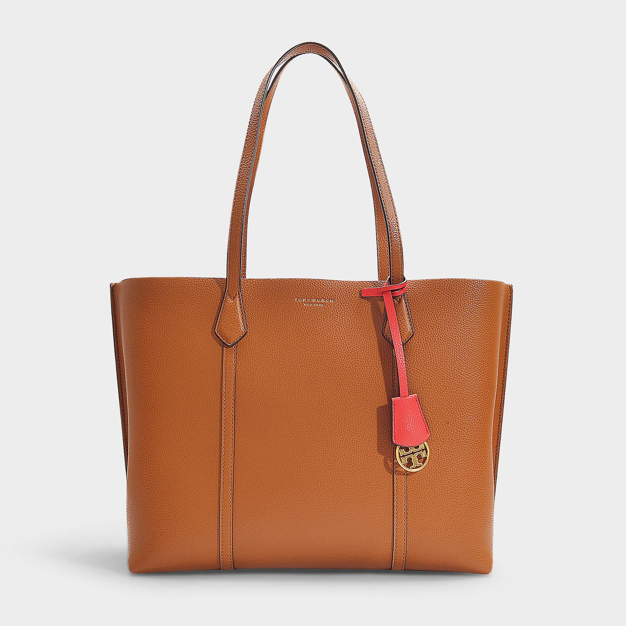 Tory Burch Perry Triple-compartment Tote In Brown Leather | Lyst UK