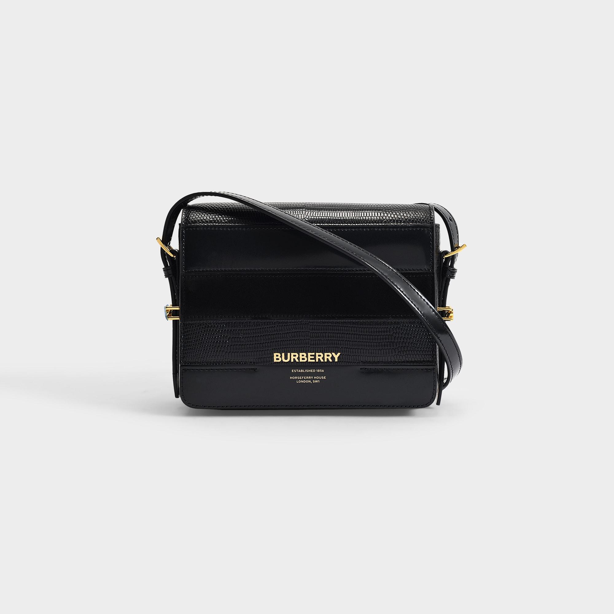 Burberry Grace Small Bag In Black Mixed Leathers - Lyst