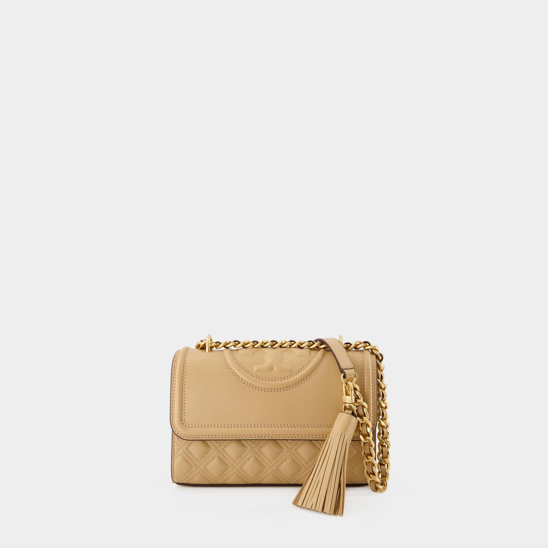 Tory Burch Fleming Small Crossbody - - Desert Dune - Leather in Natural ...