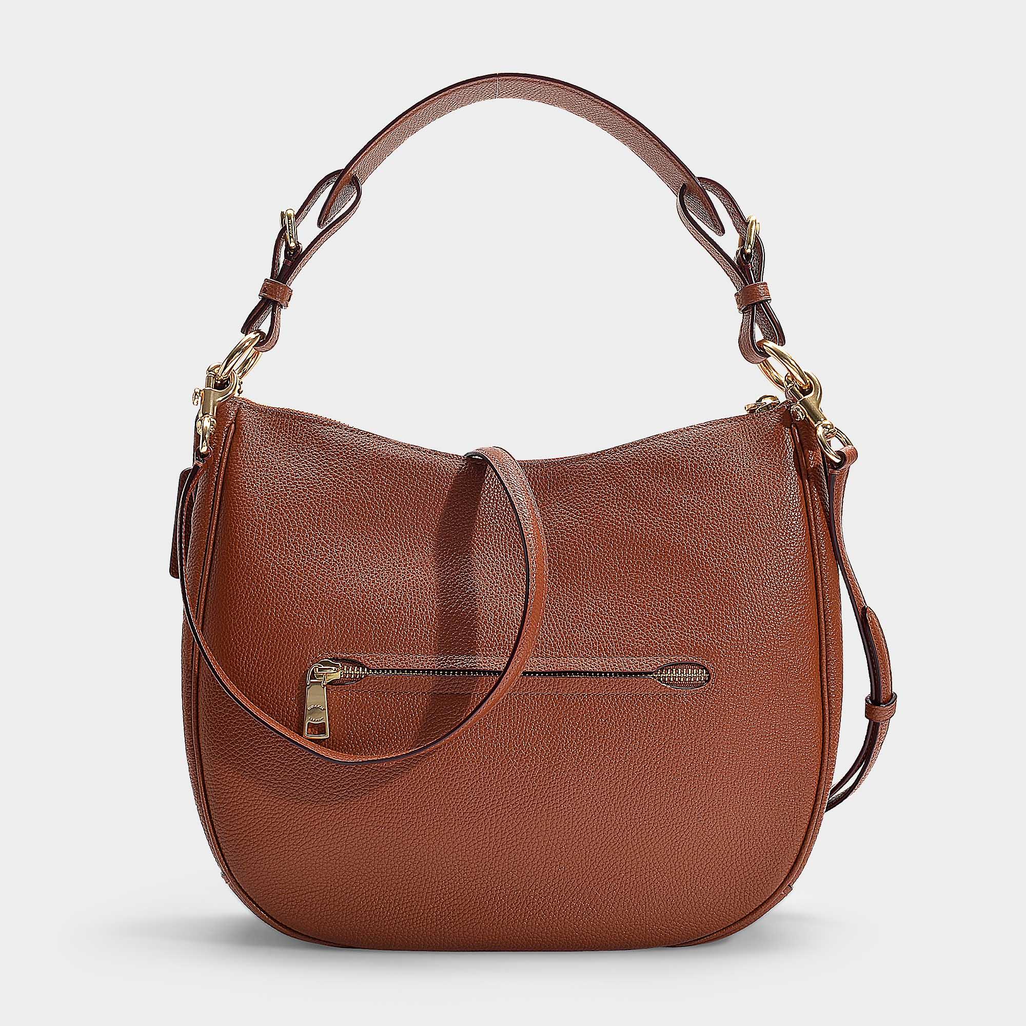 COACH Polished Pebble Leather Sutton Hobo Bag In Brown Calfskin - Lyst