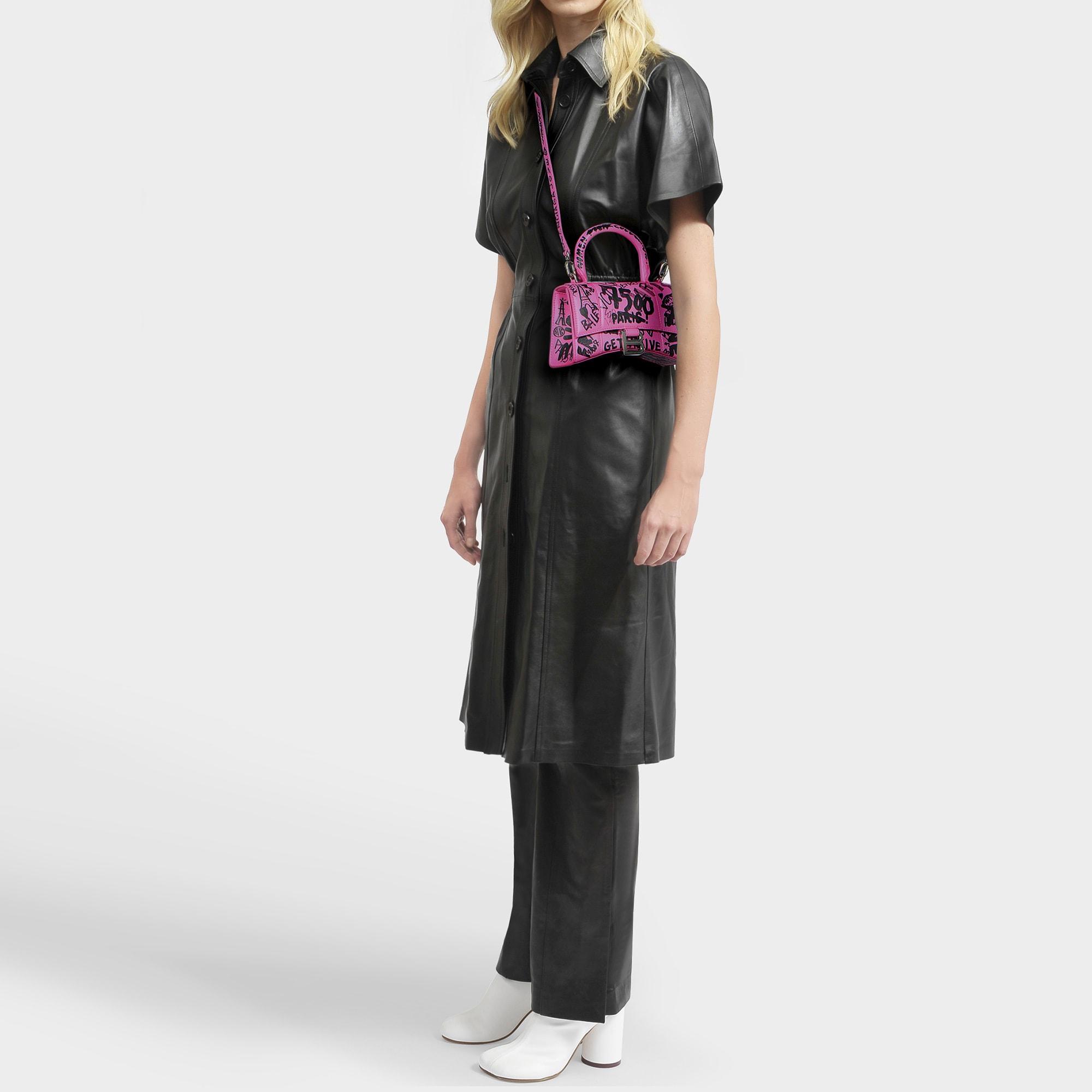 Balenciaga Hourglass Xs Top Handle Bag In Black Graffiti Printed Calfskin |  Lyst