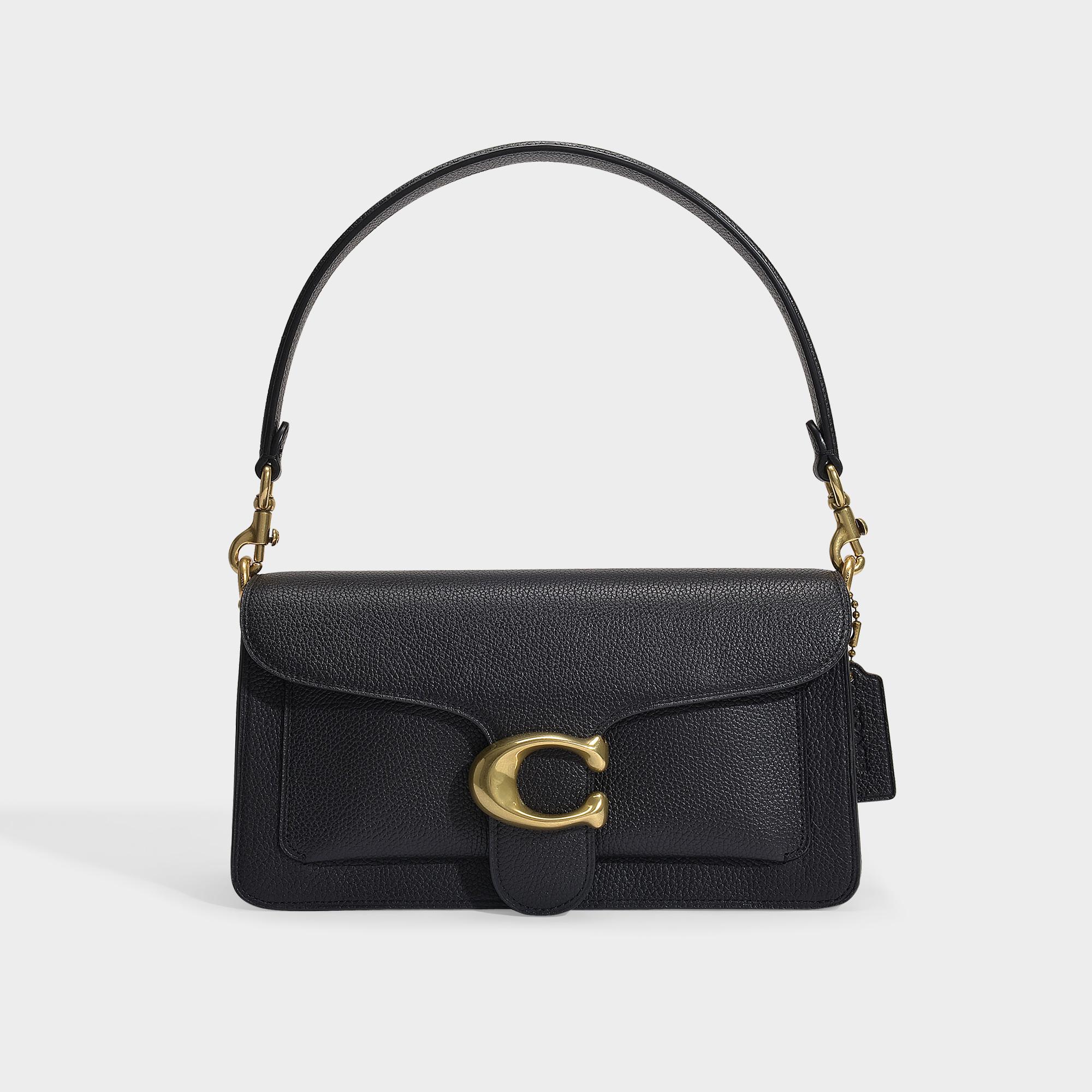 COACH Small Tabby Bag In Black Polished Pebble Leather | Lyst