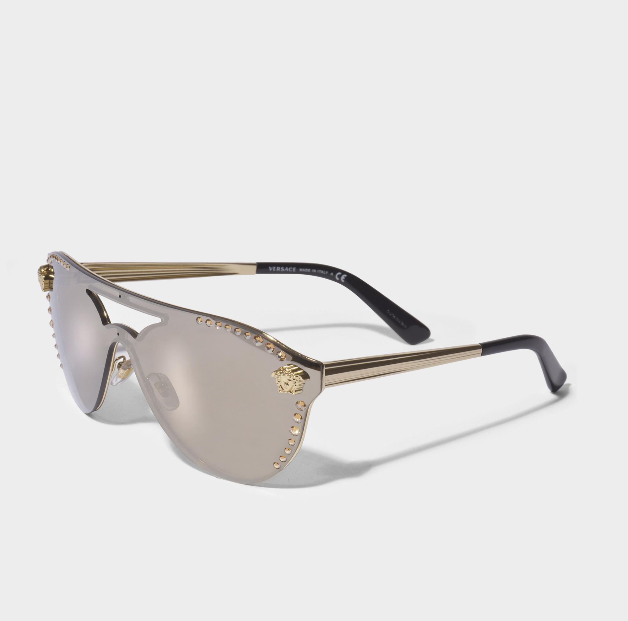 Versace Glam Medusa Sunglasses In Metallic Metal | Lyst