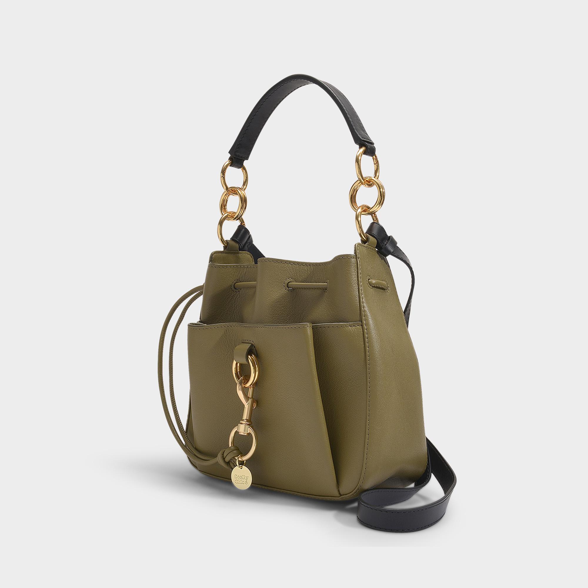 See By Chloé Tony Small Bucket Bag In Kaki Green Leather | Lyst