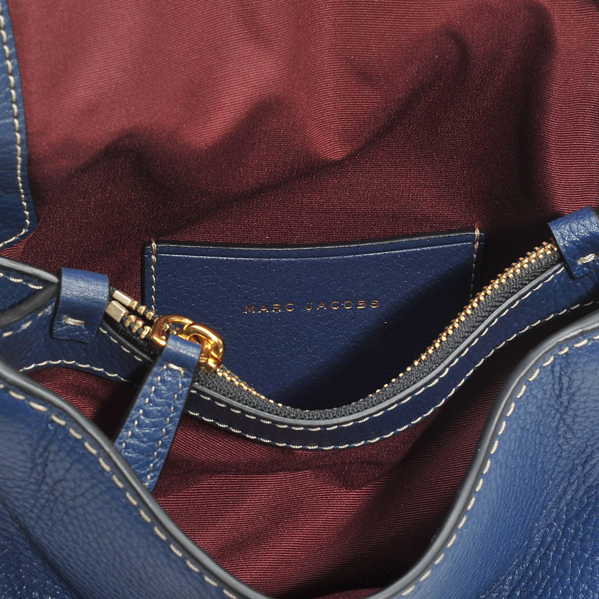 Marc Jacobs The Mini Boho Grind Crossbody Bag In Blue Sea Cow Leather