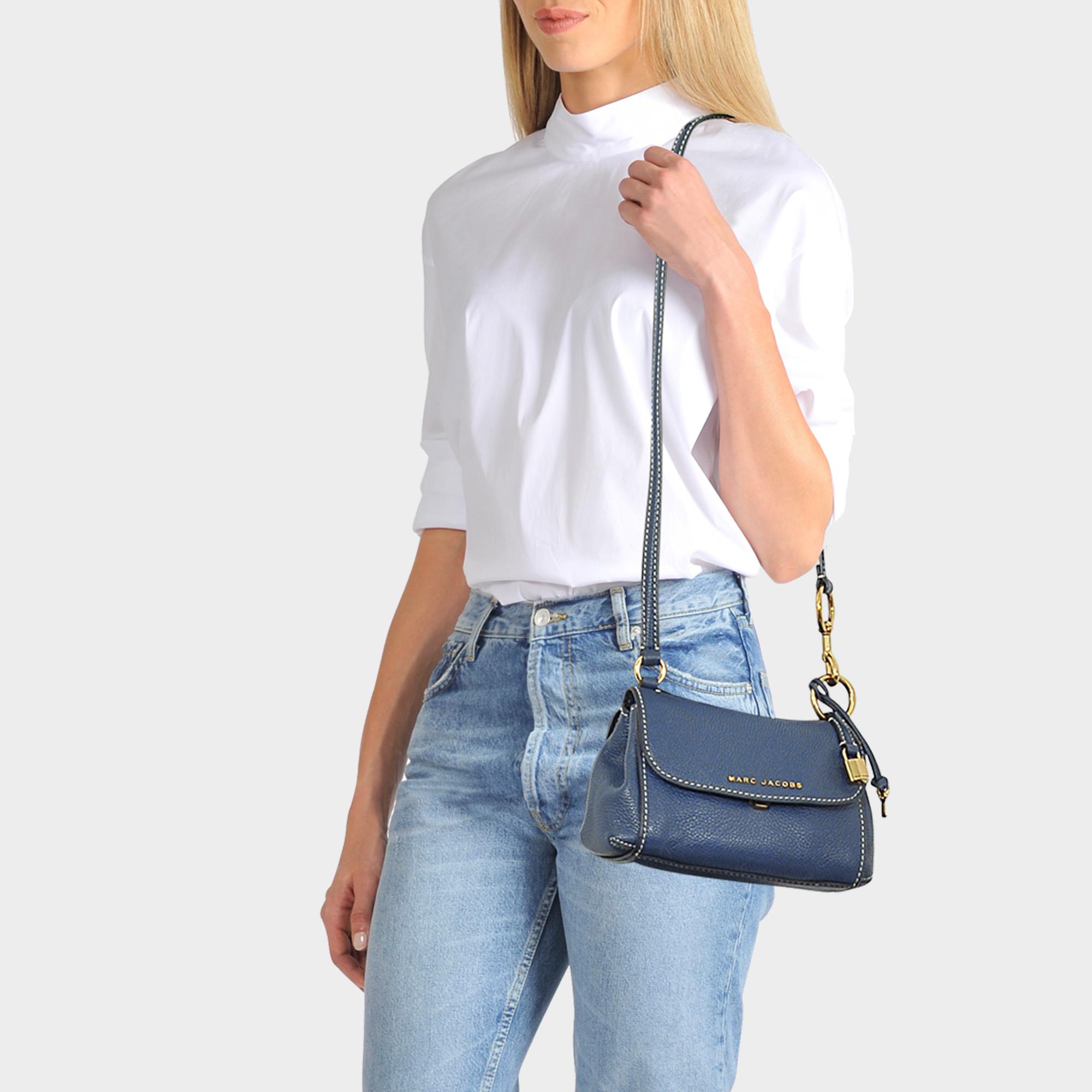 Marc Jacobs The Mini Boho Grind Crossbody Bag In Blue Sea Cow Leather