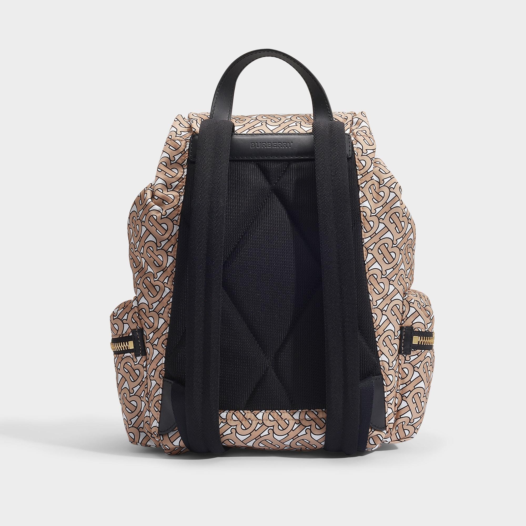 Burberry Synthetic The Rucksack Small Backpack In Beige Monogrammed