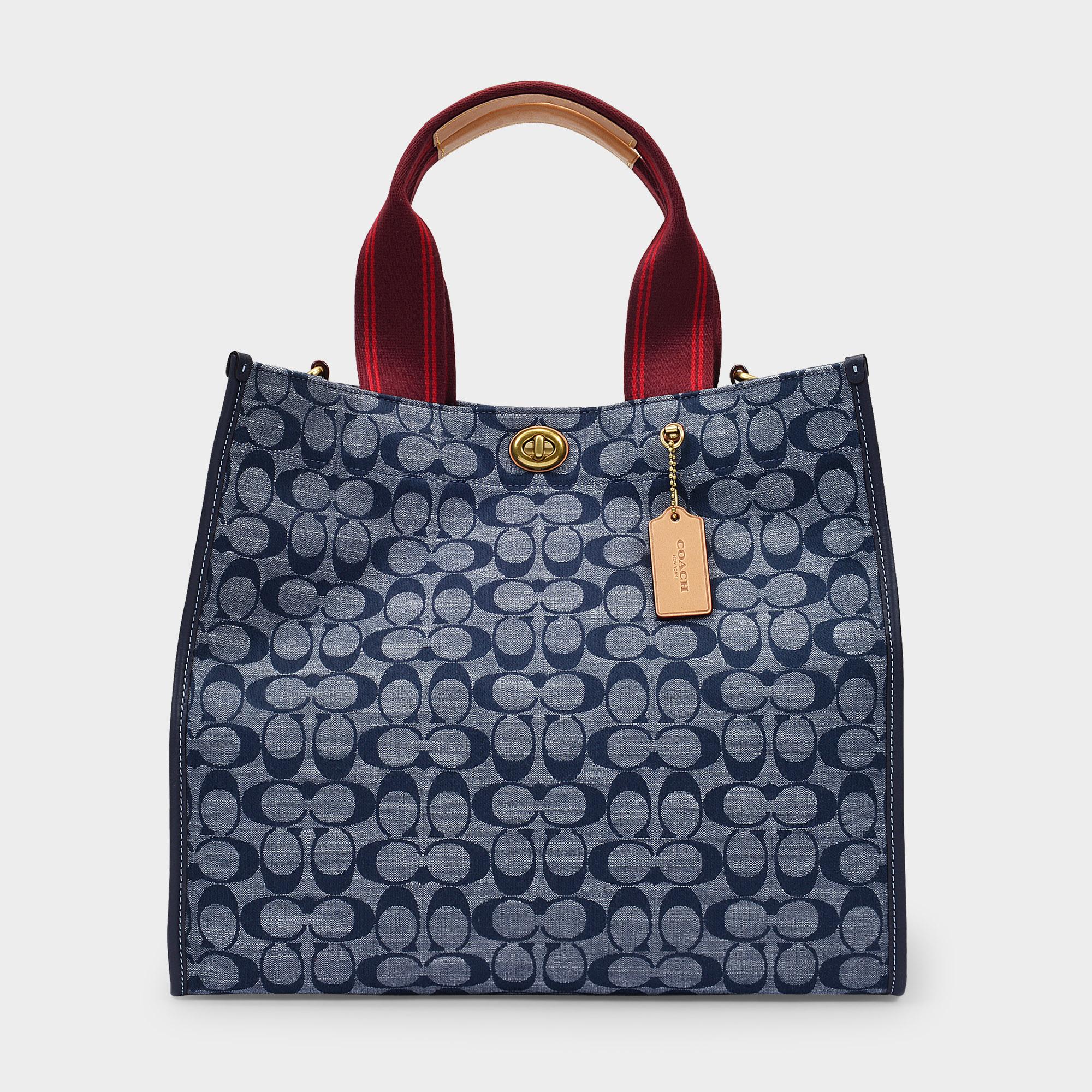 COACH Signature Chambray Canvas Tote 34 in Blue | Lyst