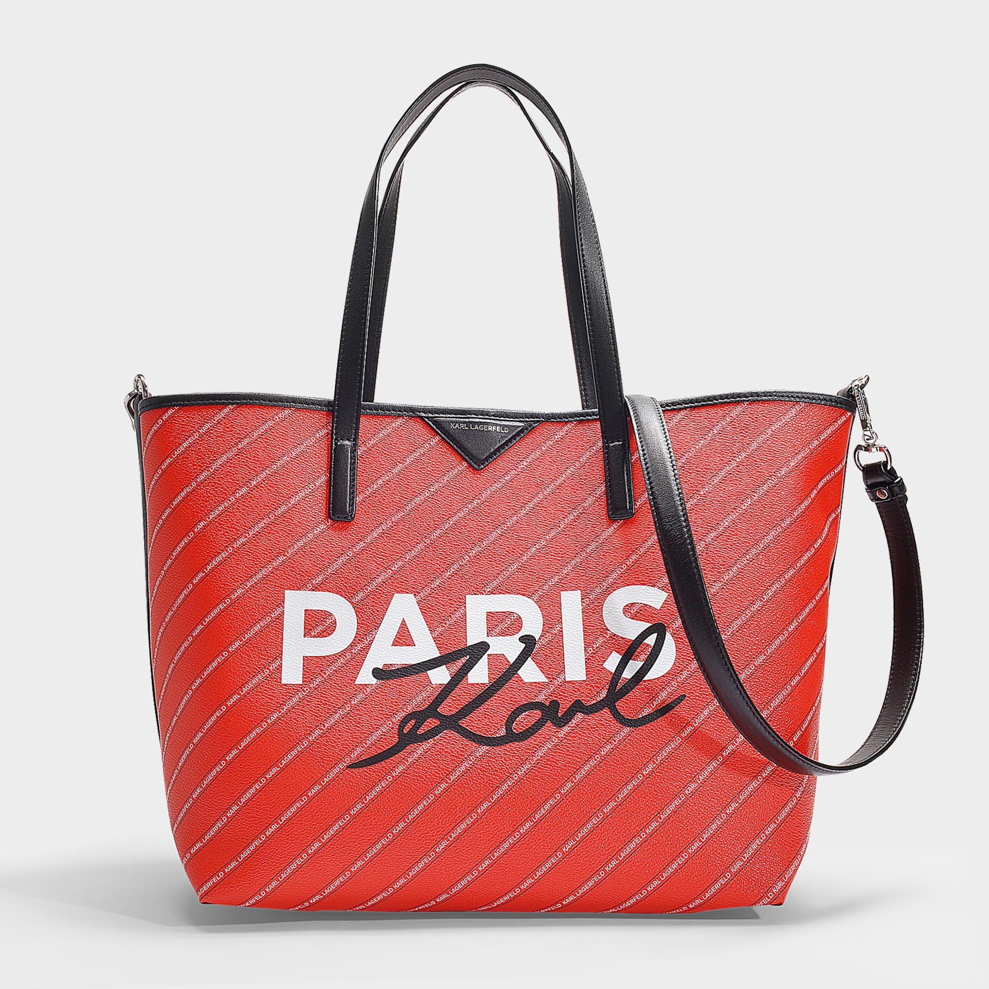 Karl Lagerfeld Tasche Shopper K/City Paris aus rotem Kalbsleder in Rot |  Lyst DE