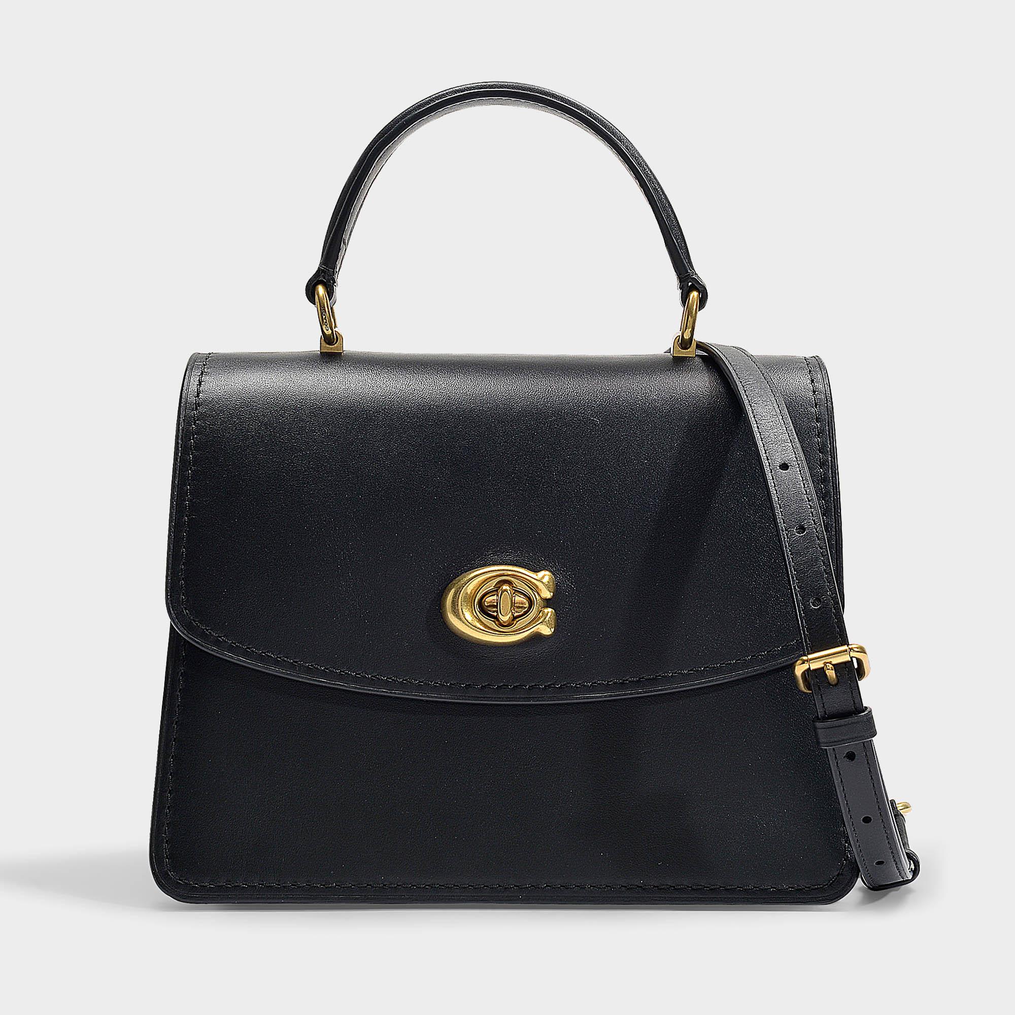 COACH Parker Top Handle Bag In Black Refined Calf Leather | Lyst UK