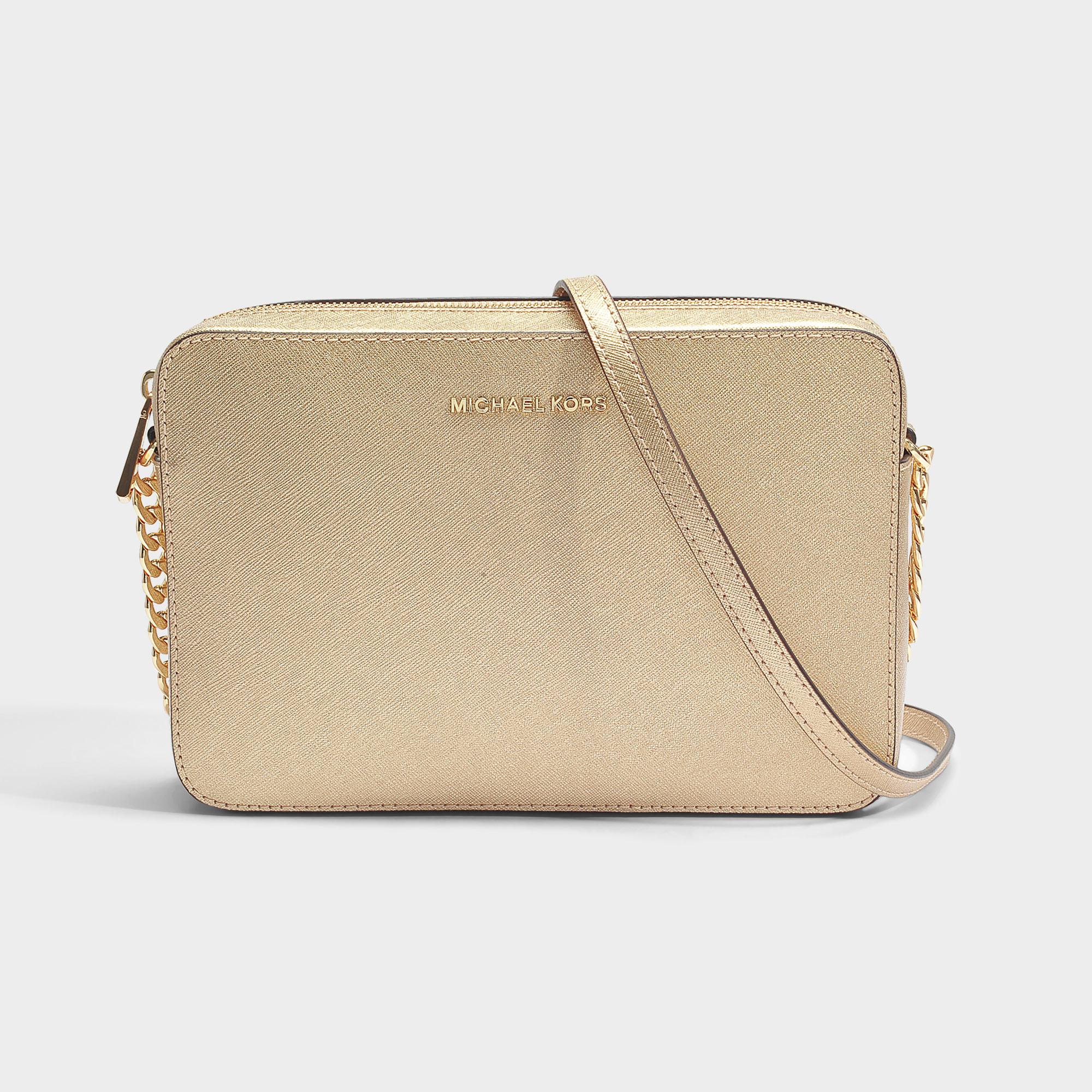 MICHAEL Michael Kors Large East-west Crossbody Bag In Pale Gold Metallic  Saffiano Leather | Lyst