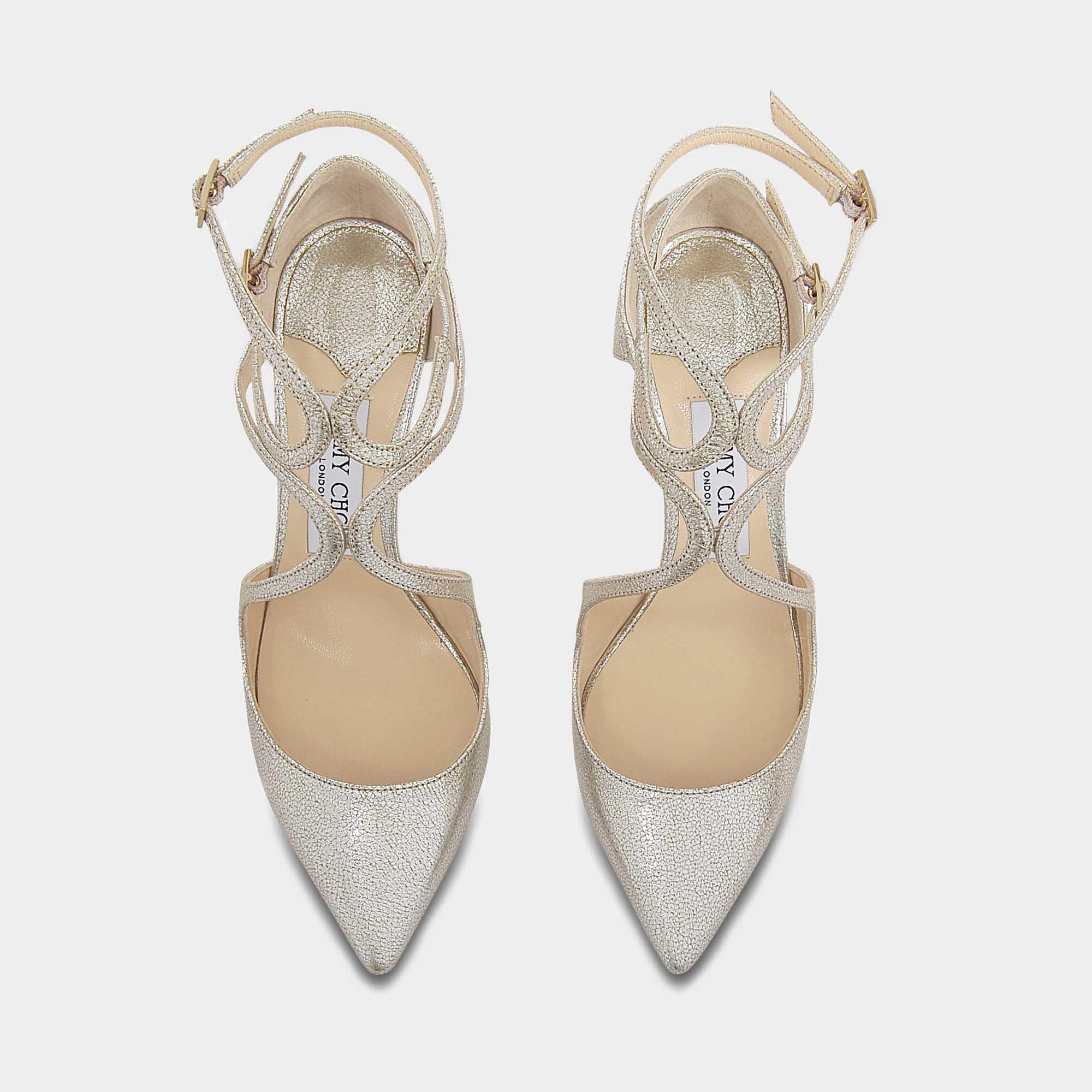 Jimmy Choo Lancer Cross Front Pumps In Champagne Glitter Leather Lyst