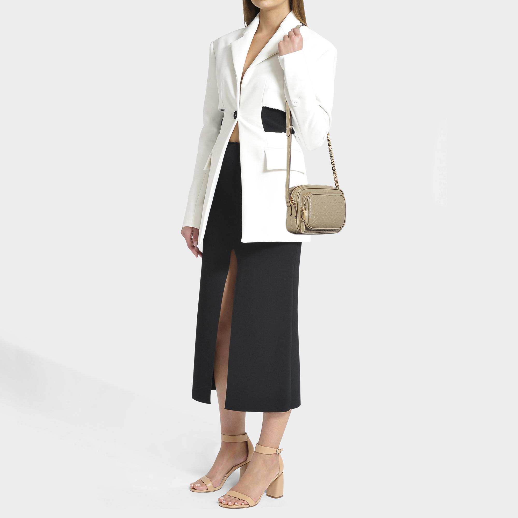 burberry small monogram leather camera bag