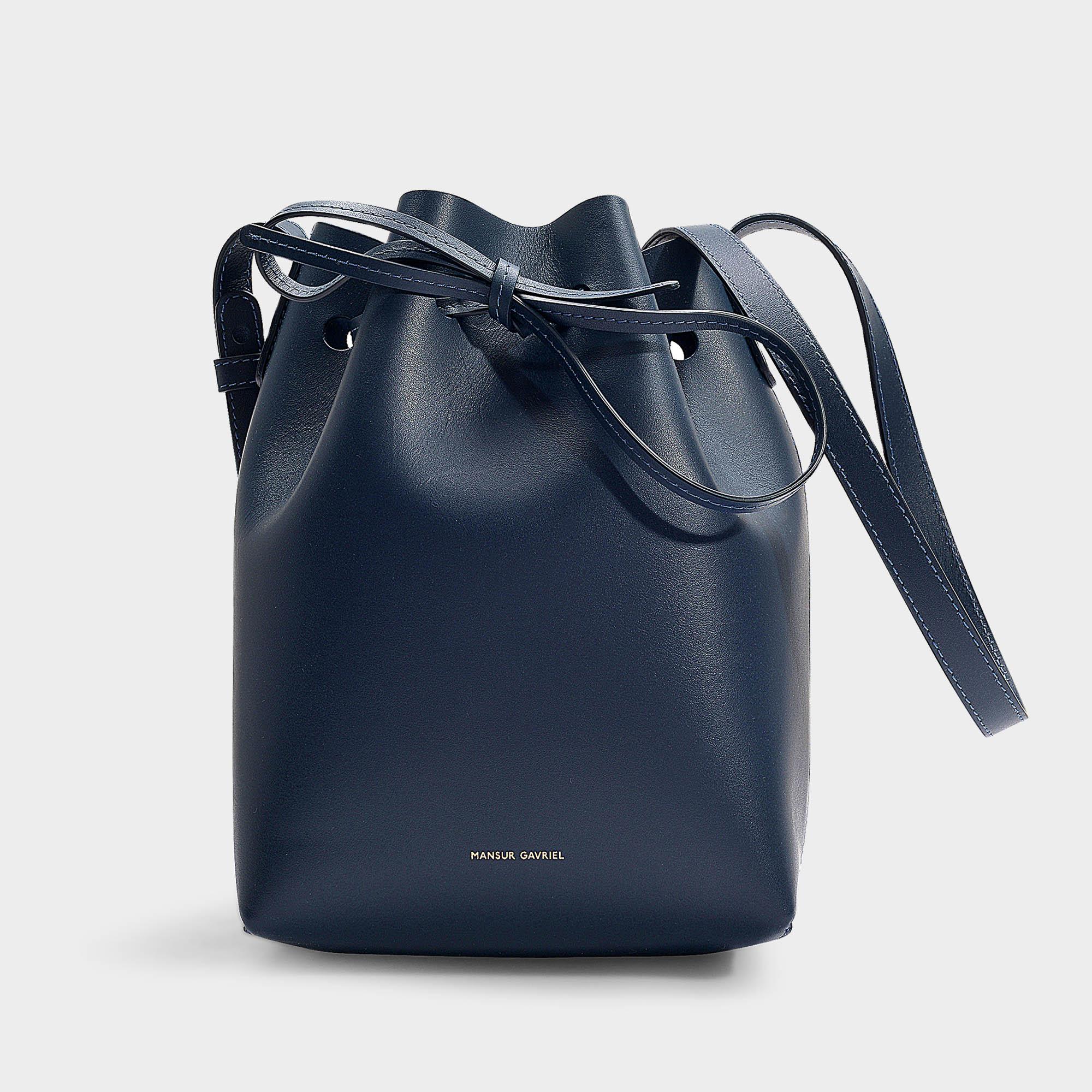 Mansur Gavriel Leather Mini Bucket Bag In Blue Calfskin - Lyst
